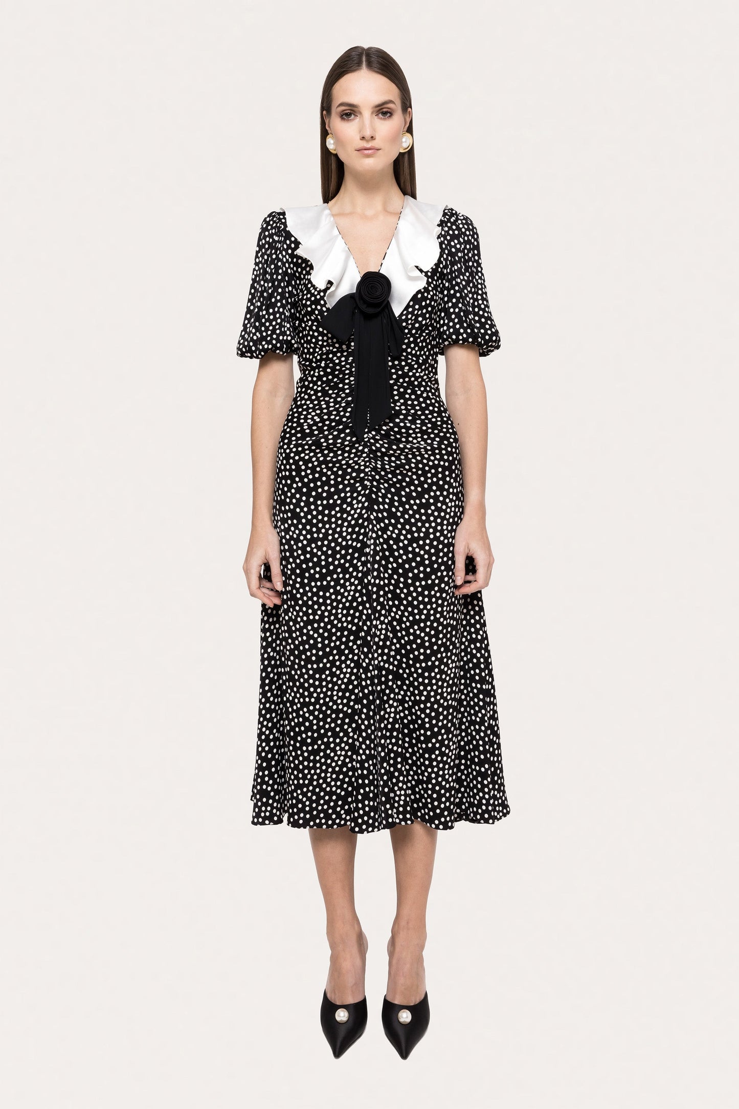Polka-dots viscose midi dress - RC15741 NISSA