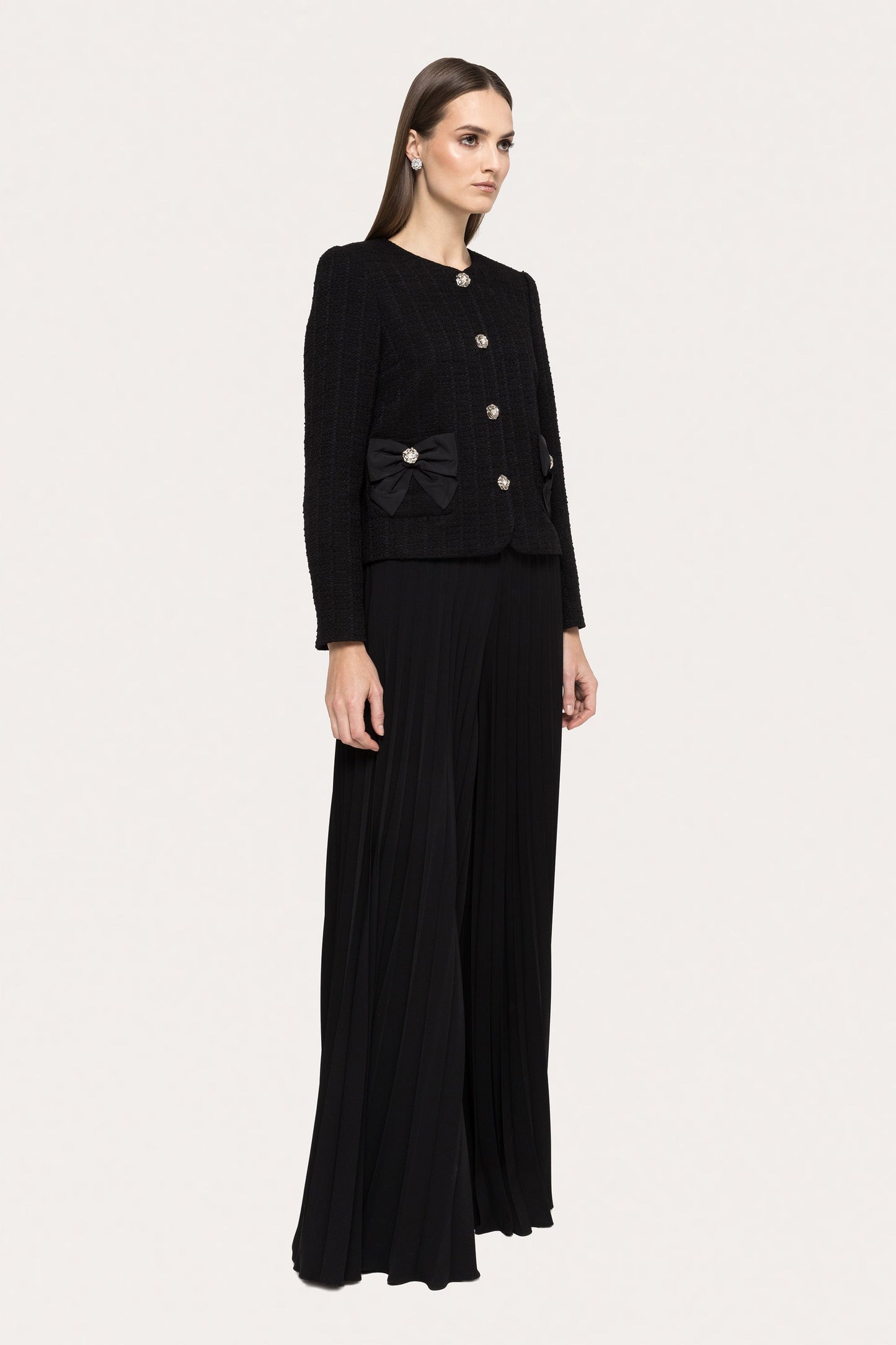 Bow-detail boucle suit jacket NISSA