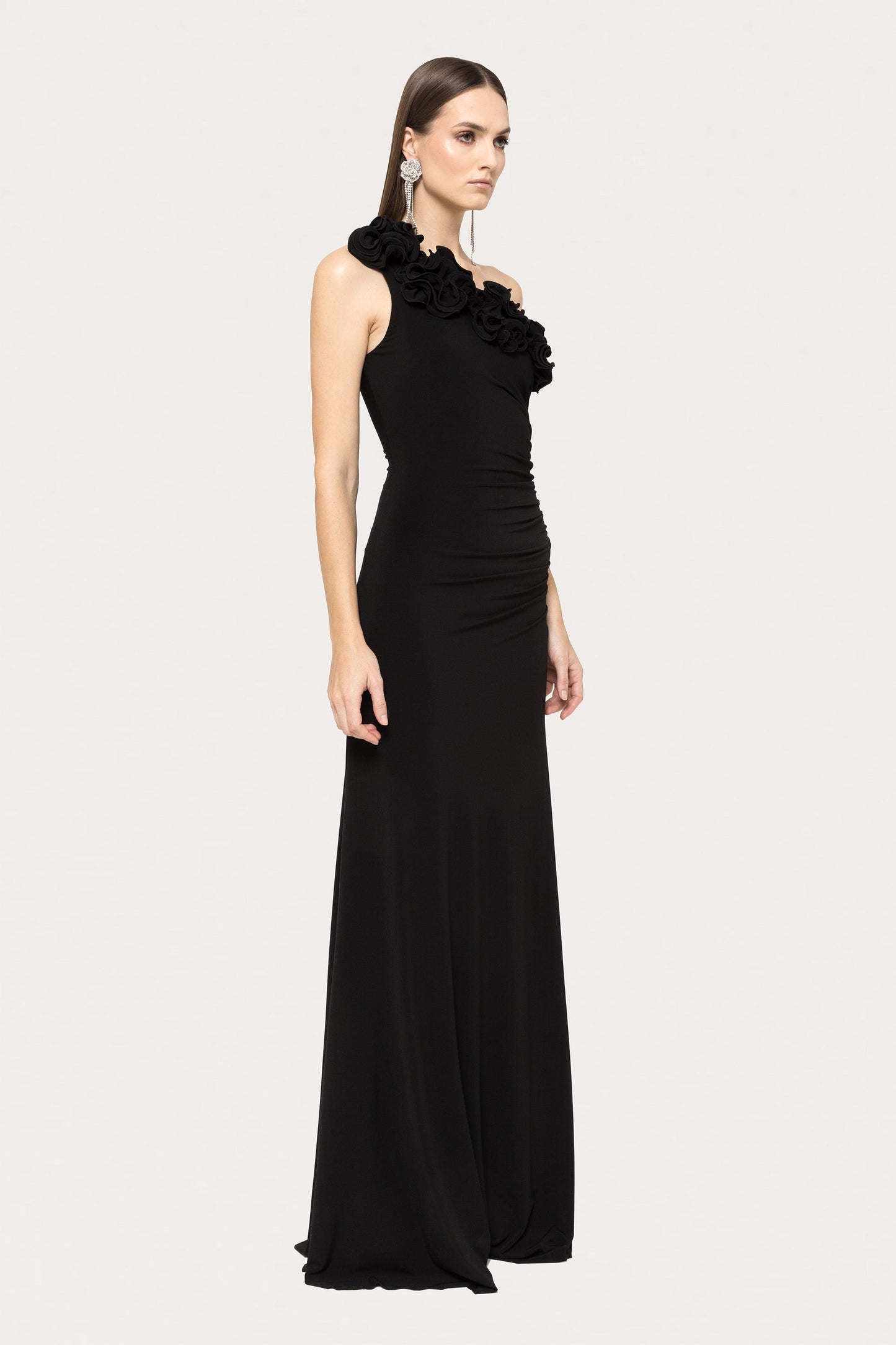 Floral-appliqué jersey maxi dress NISSA