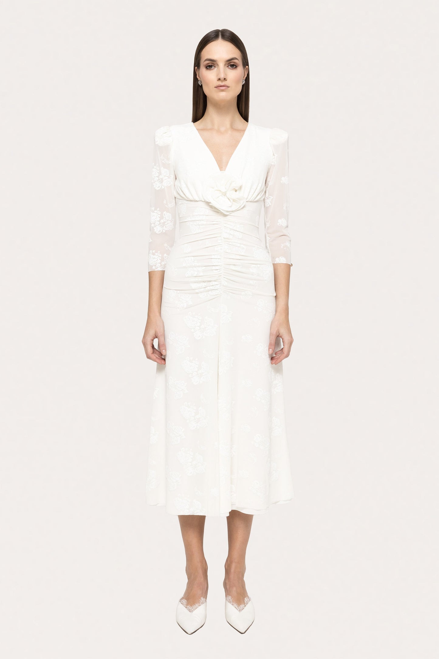 Floral-appliqué mesh dress - RS15654 NISSA