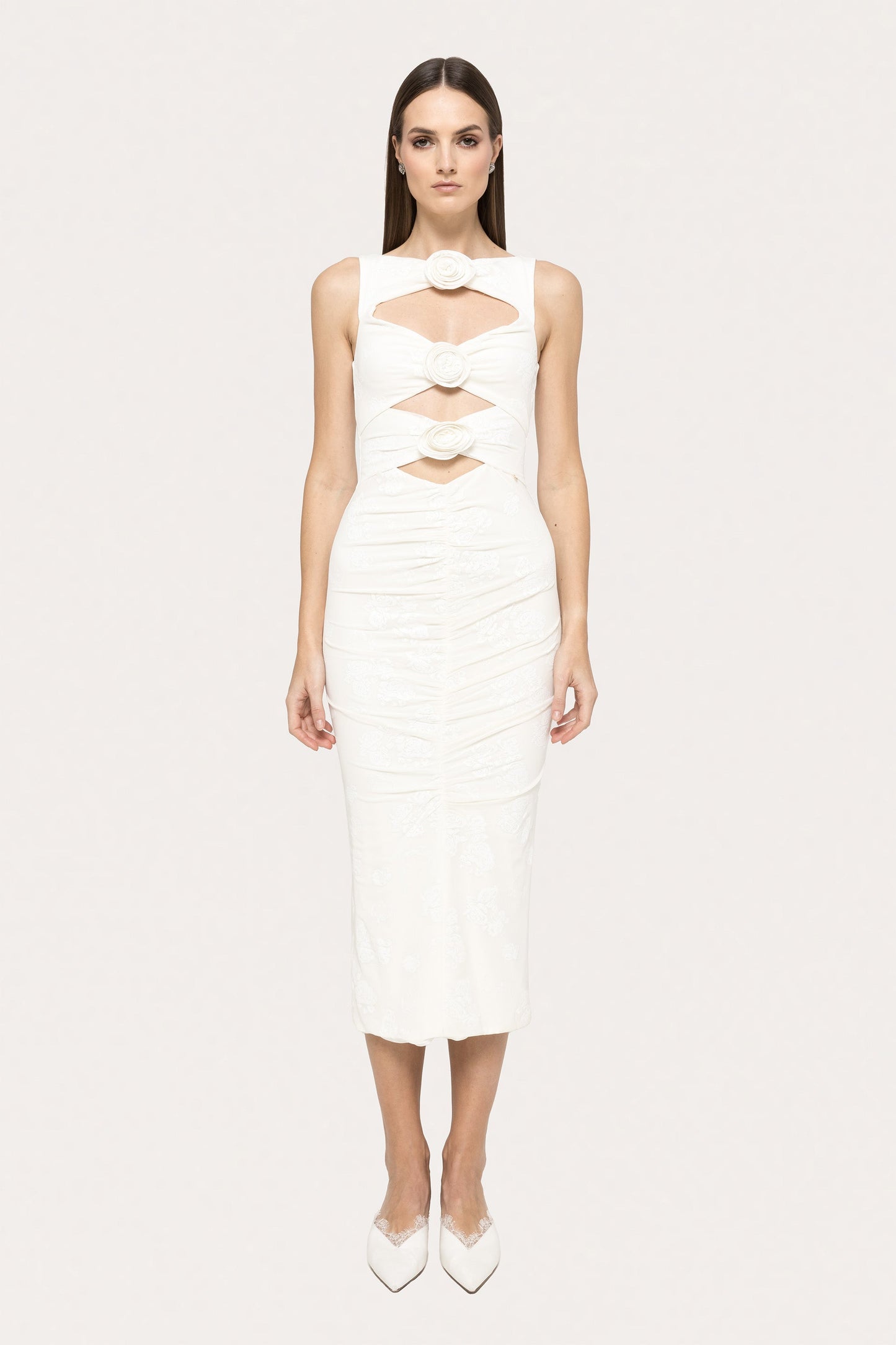 Floral-appliqué midi dress - RS15613 NISSA