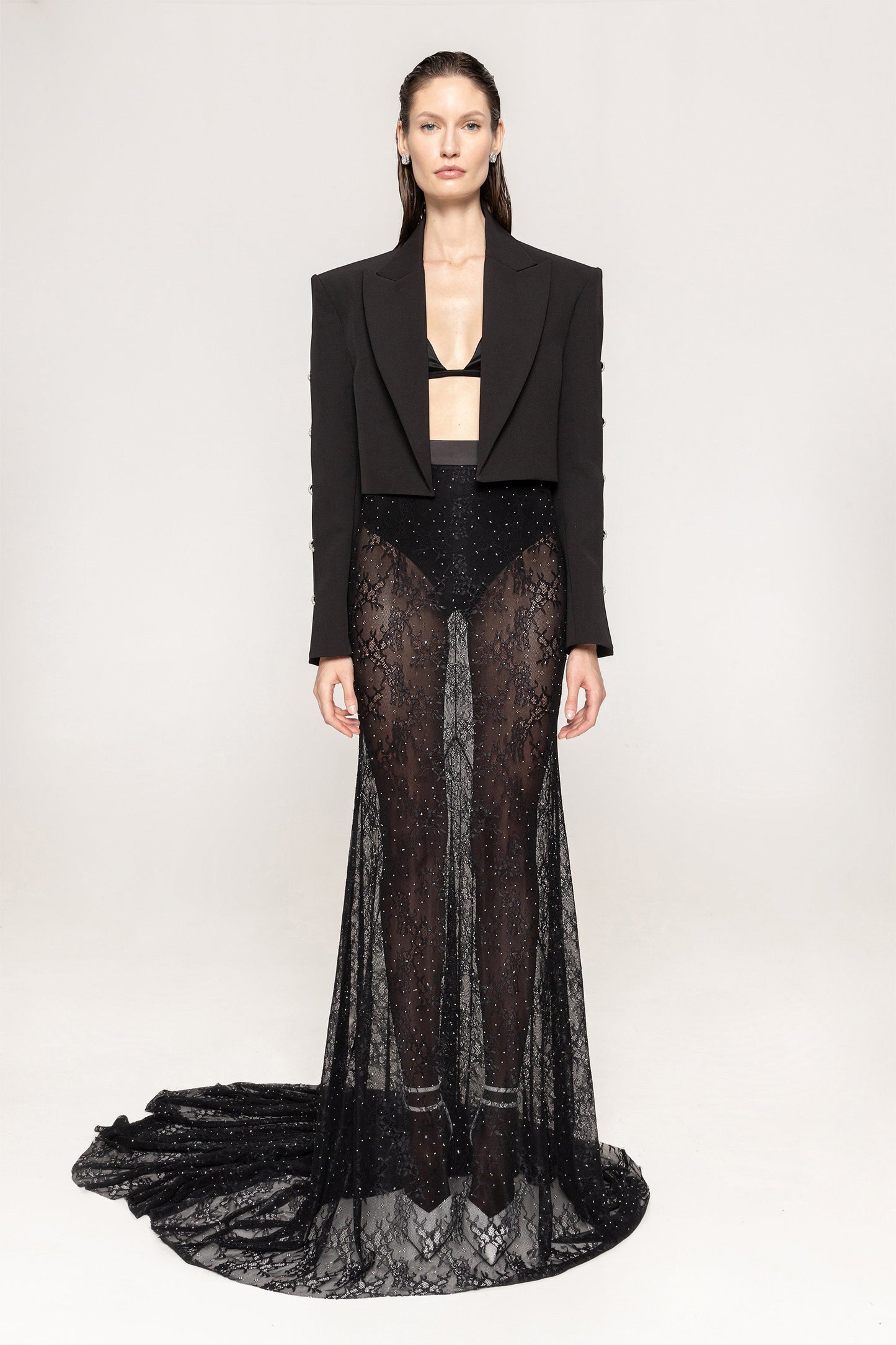 Crystal-embellished cropped blazer NISSA