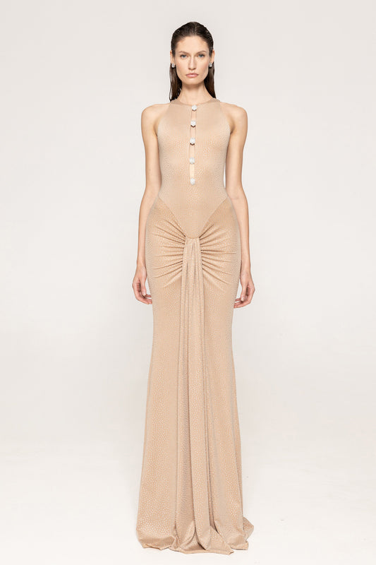 Halterneck crystal-embellished maxi dress NISSA