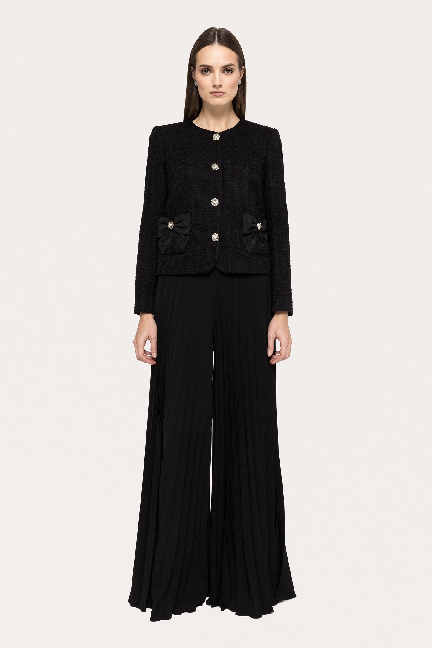 Bow-detail boucle suit jacket NISSA