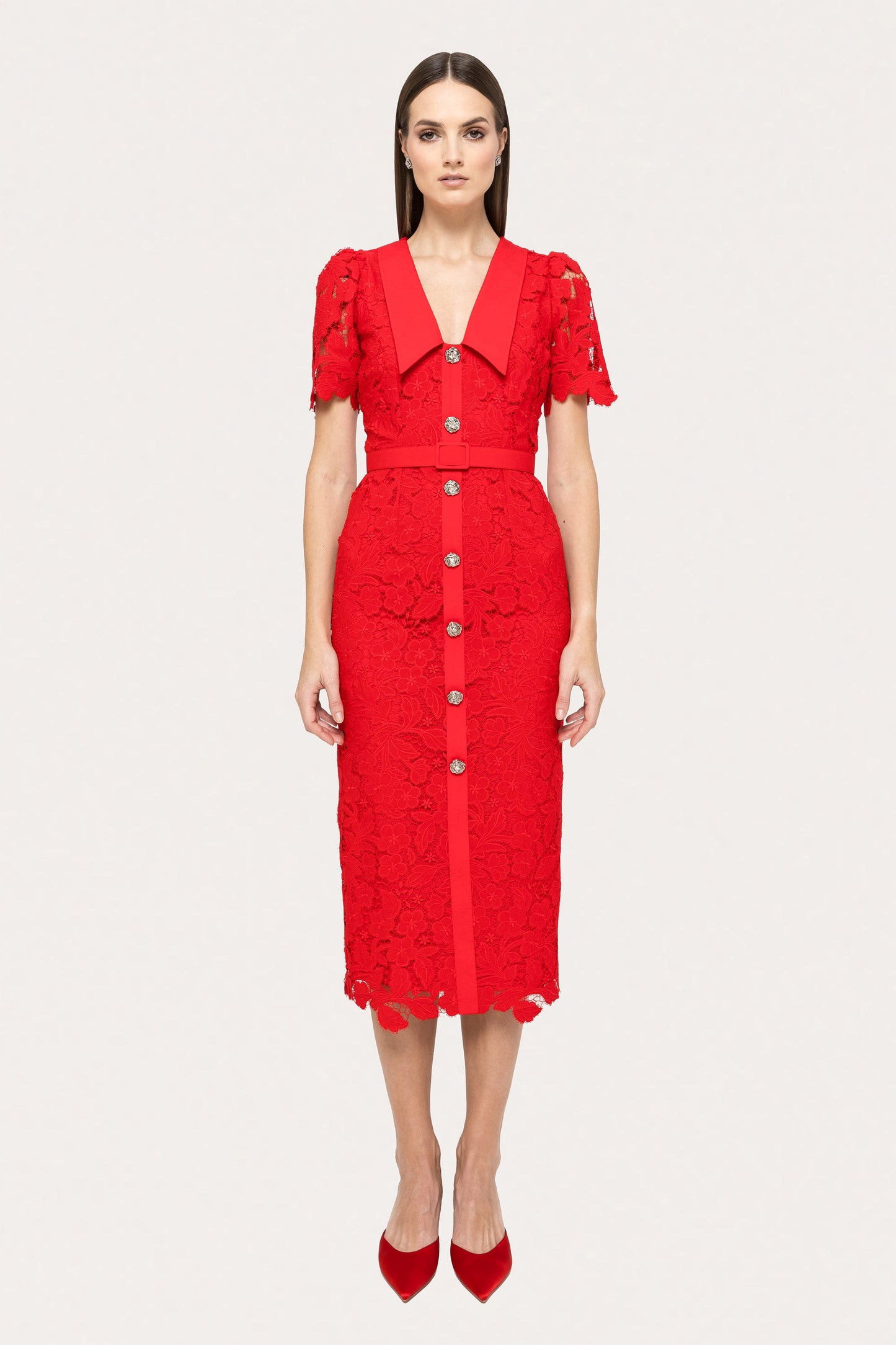 Lace bodycon midi dress - RS15763 NISSA