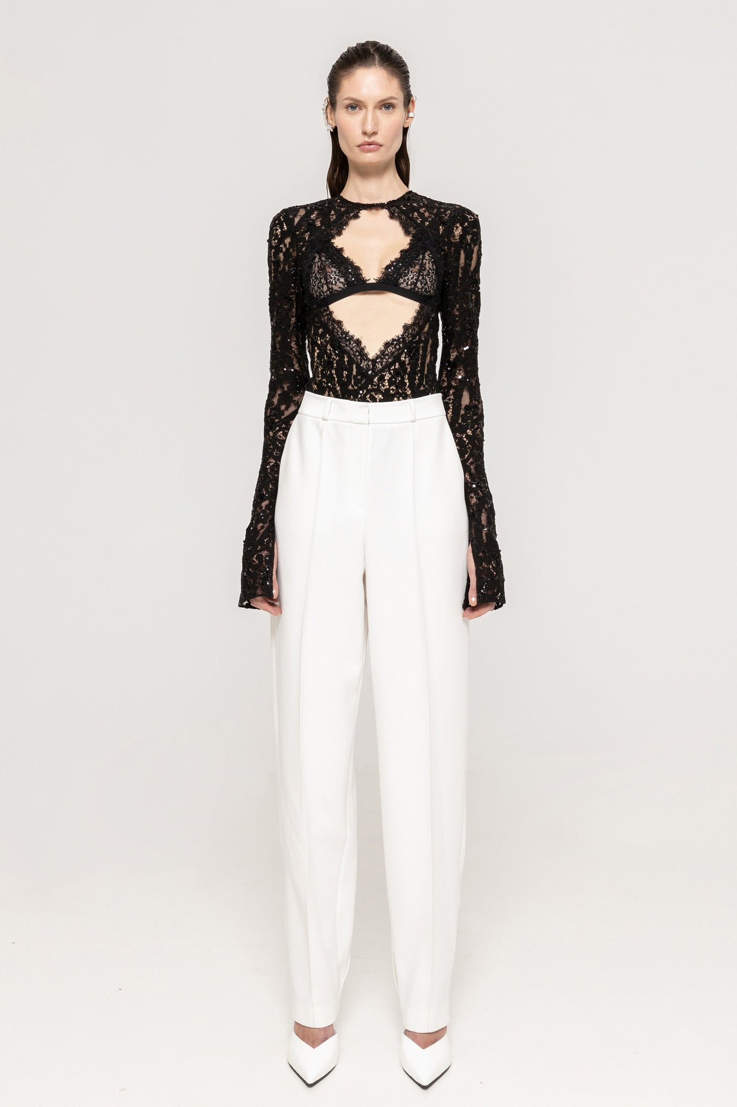 Sequin-detail lace bodysuit NISSA