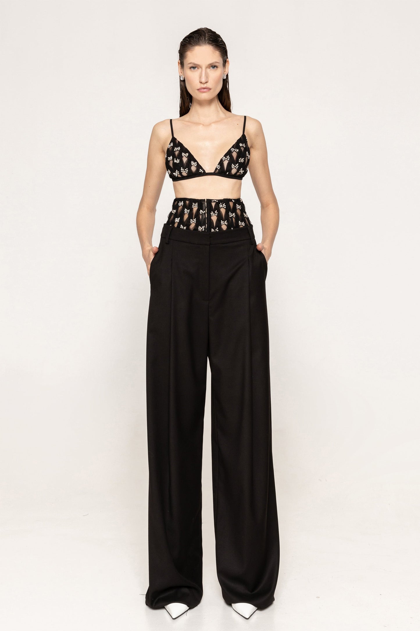 Mid waist tapered tailored pants NISSA
