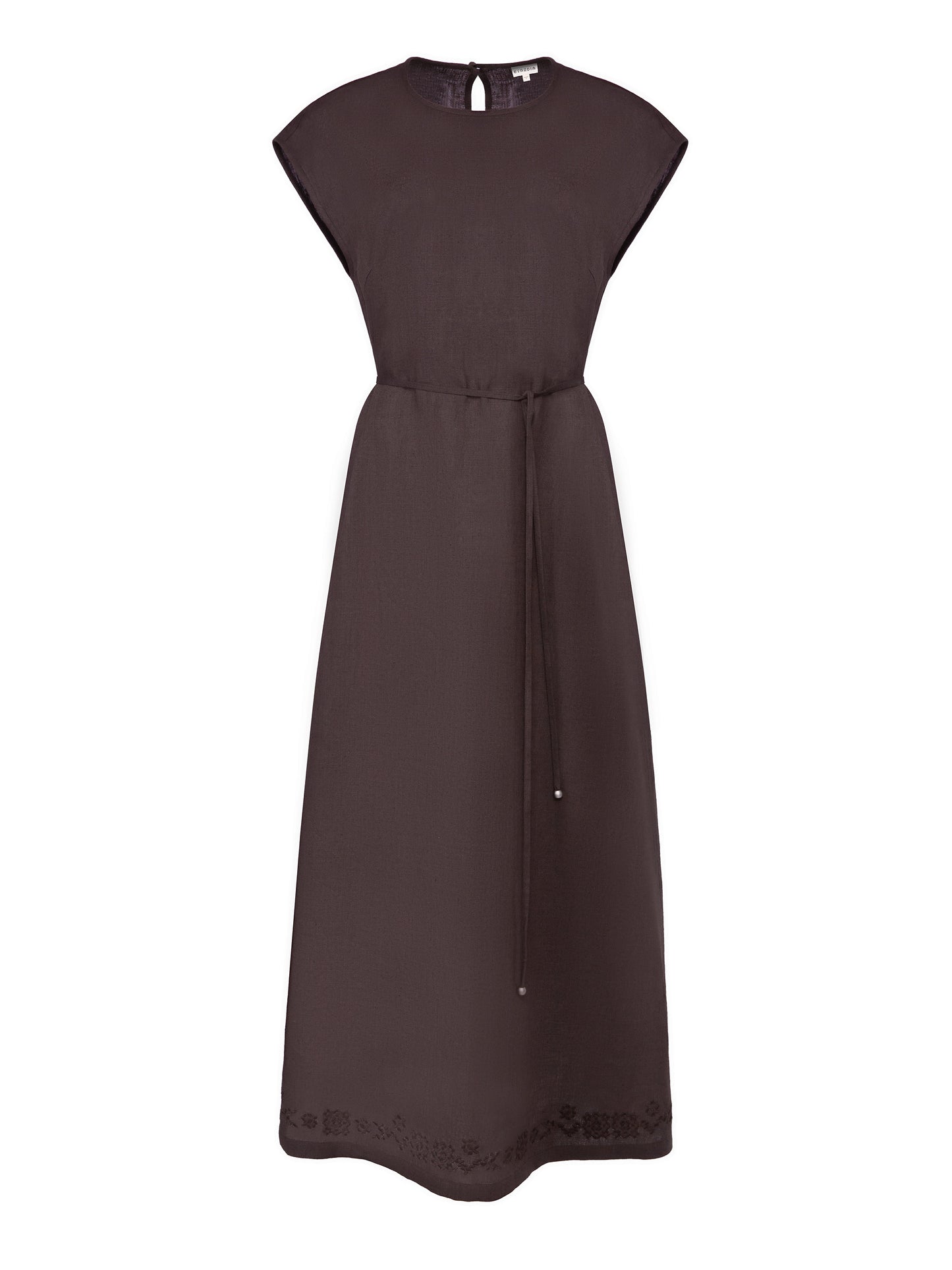 Brown embroidered dress Nevit ETNODIM