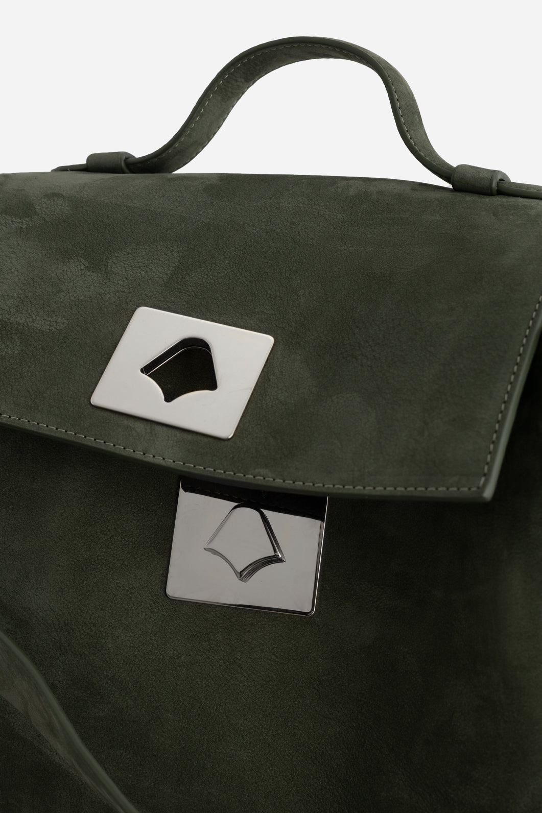 ERNESTINA 33 KHAKI NUBUCK BAG / SILVER/  KACHOROVSKA