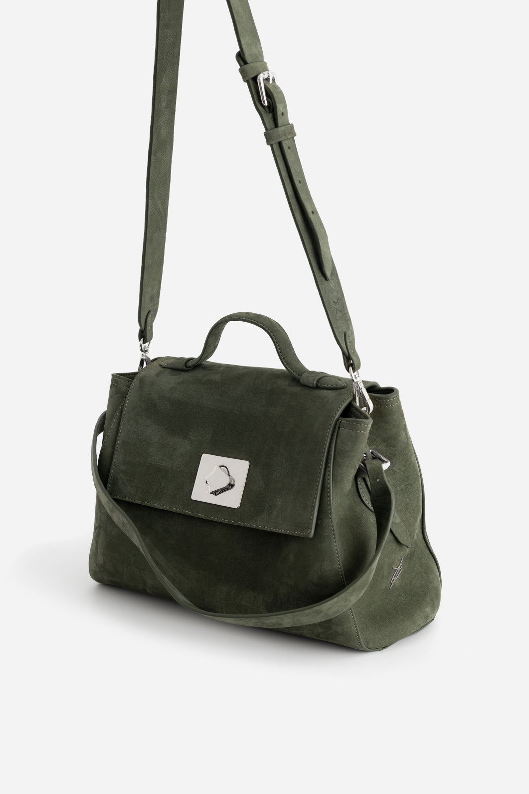 ERNESTINA 33 KHAKI NUBUCK BAG / SILVER/  KACHOROVSKA