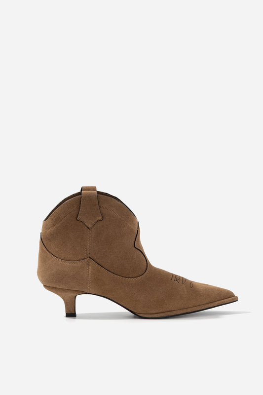 CHERILYN light brown suede cowboy boots KACHOROVSKA