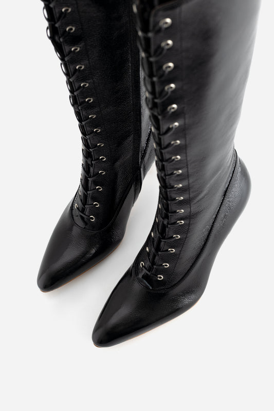 XENA black leather boots KACHOROVSKA