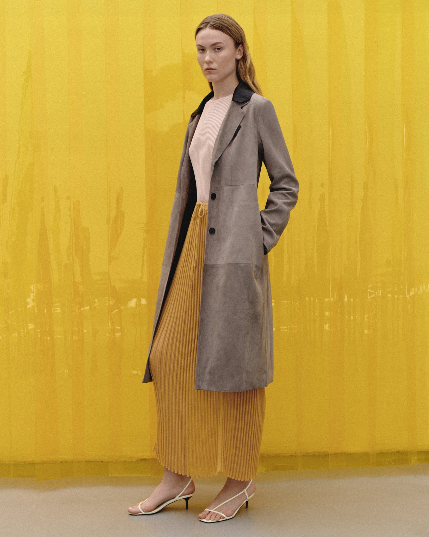 COAT LEATHER SUEDE KATERINA KVIT