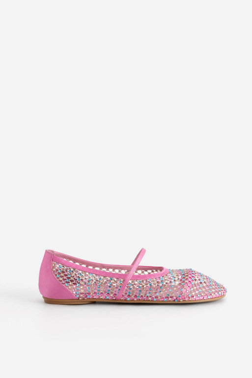 Jerry Balerina Pink Ballet Flats With Multicolored Crystals Kachorovska