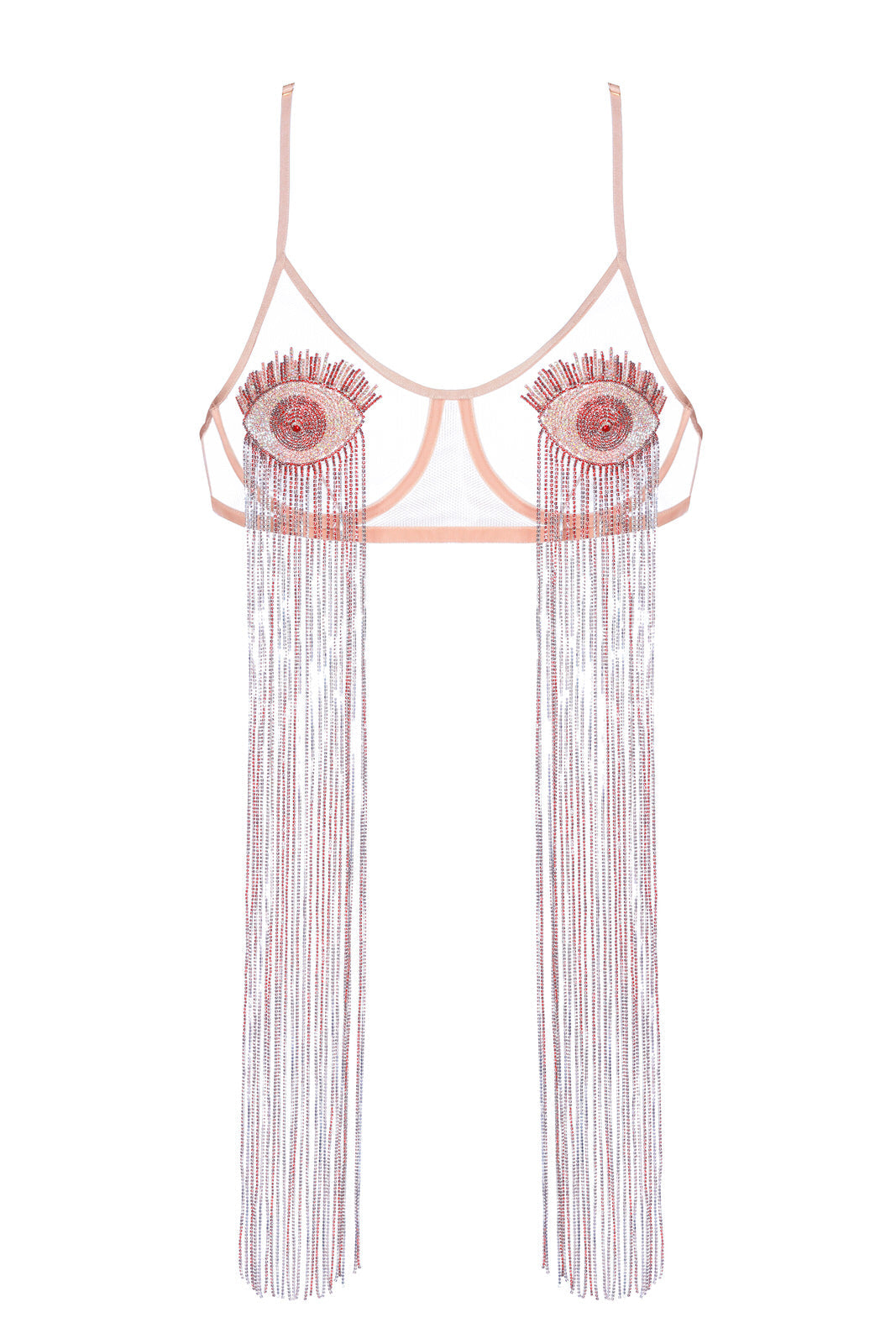 Transparent bra "iD" with handmade embroidery FROLOV