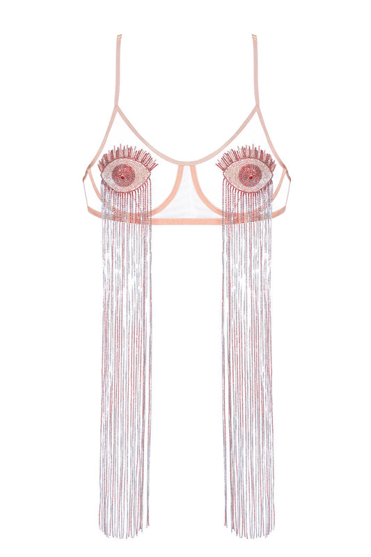 Transparent bra "iD" with handmade embroidery FROLOV