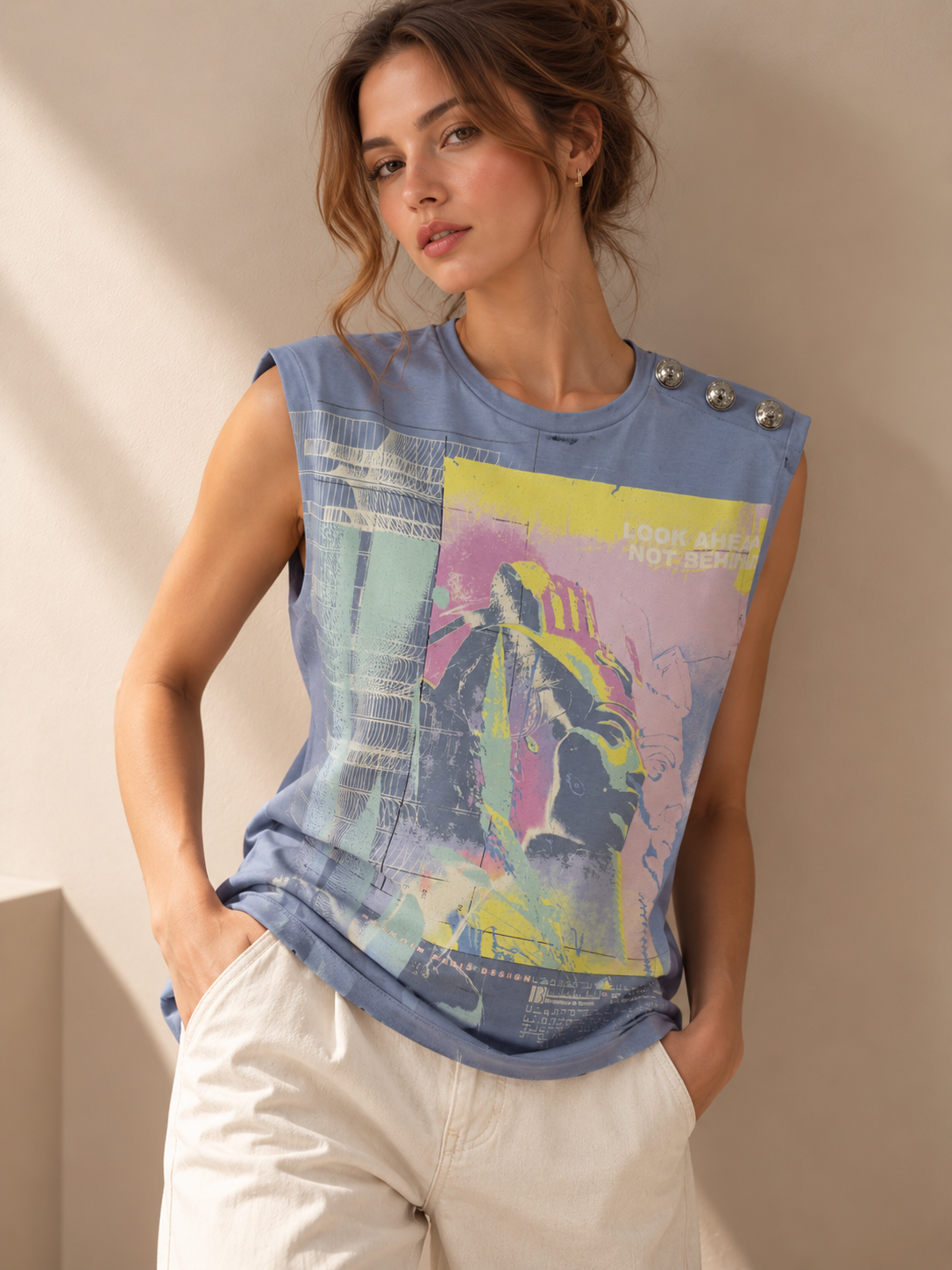 Graphic Sleeveless T-Shirt BALMAIN (Pre-Owned)