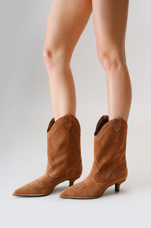 GWEN BROWN SUEDE COWBOY BOOTS KACHOROVSKA