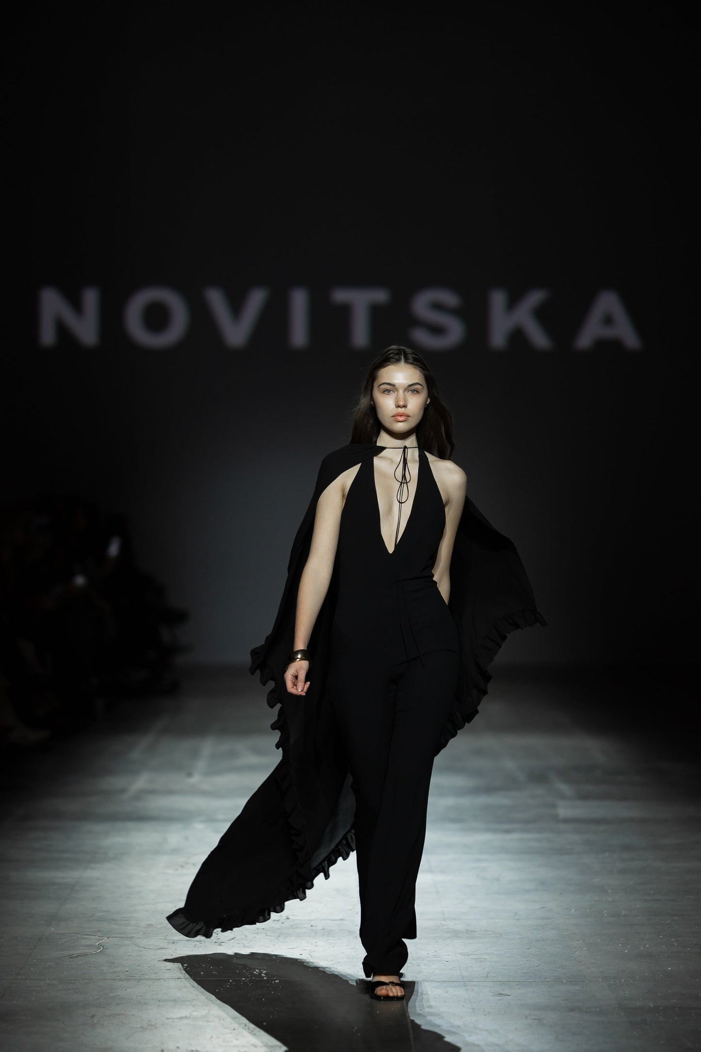 Silk cape with ruffles NOVITSKA