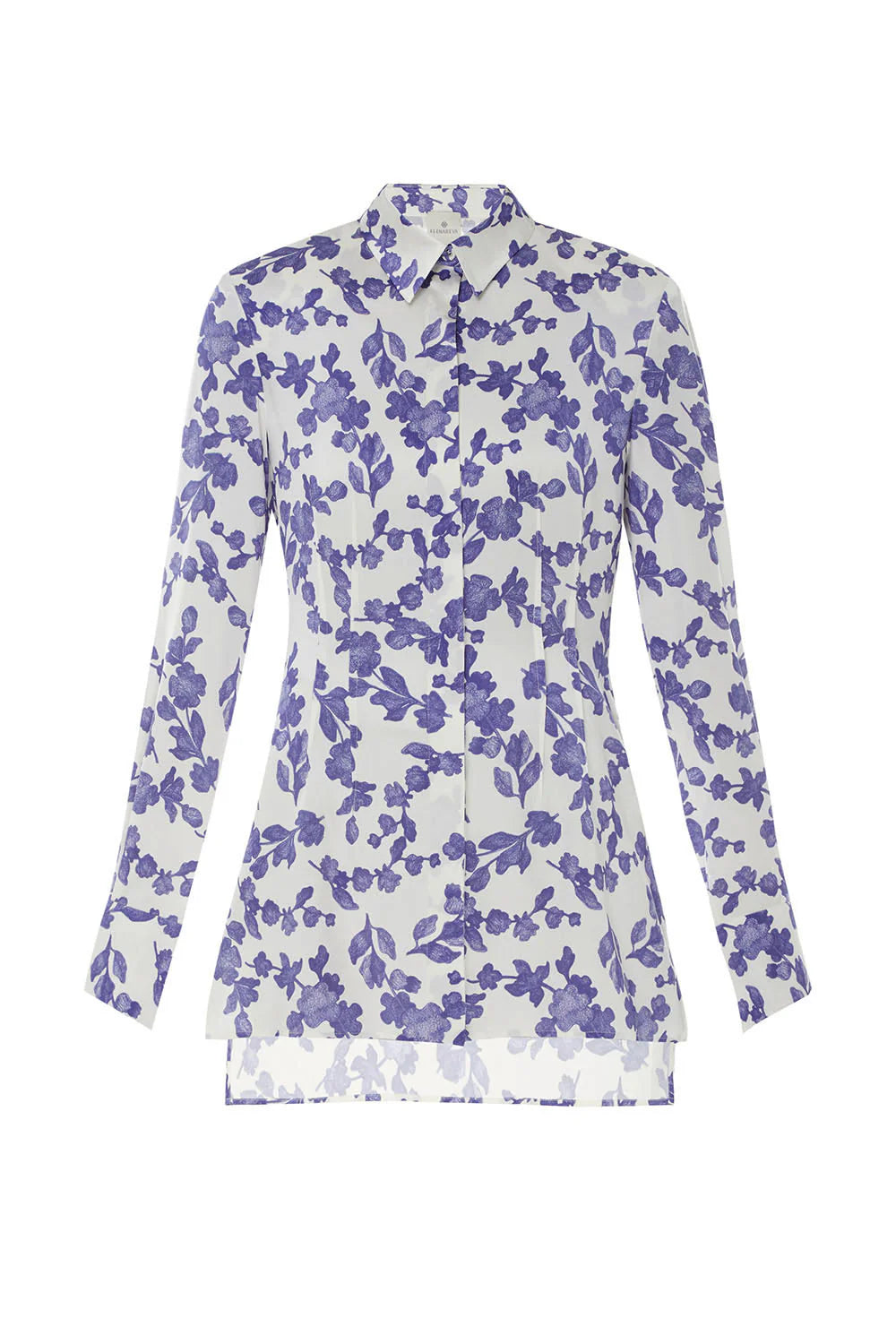 TAILORED SILK BLOUSE WITH FLORAL PRINT ELENA REVA