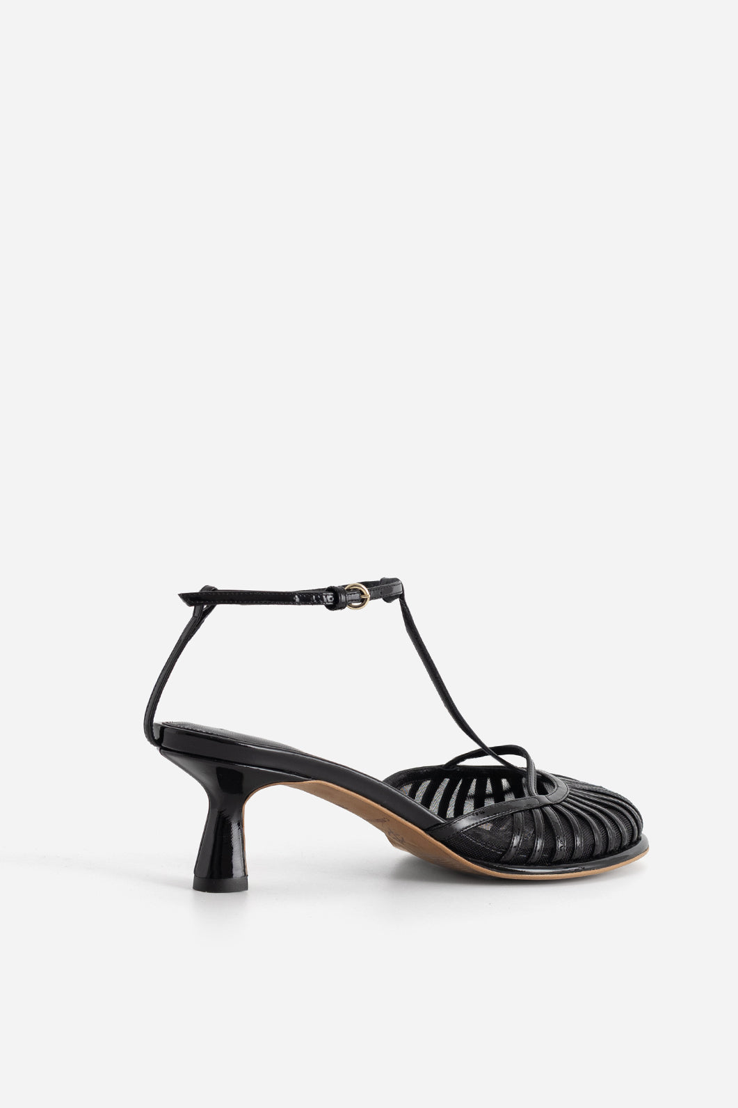 GOLDIE BLACK PATENT LEATHER SANDALS /5 CM/ KACHOROVSKA