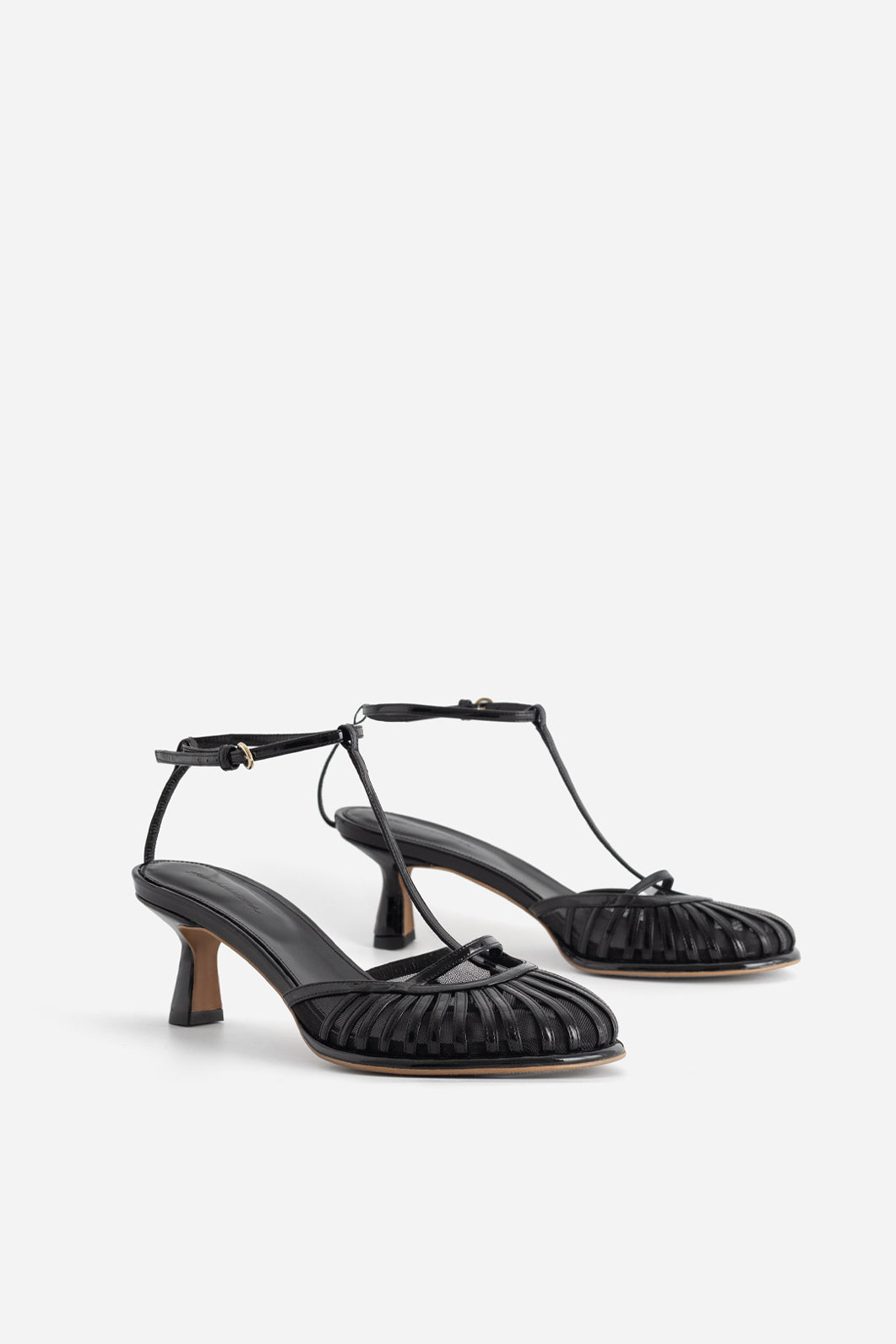 GOLDIE BLACK PATENT LEATHER SANDALS /5 CM/ KACHOROVSKA