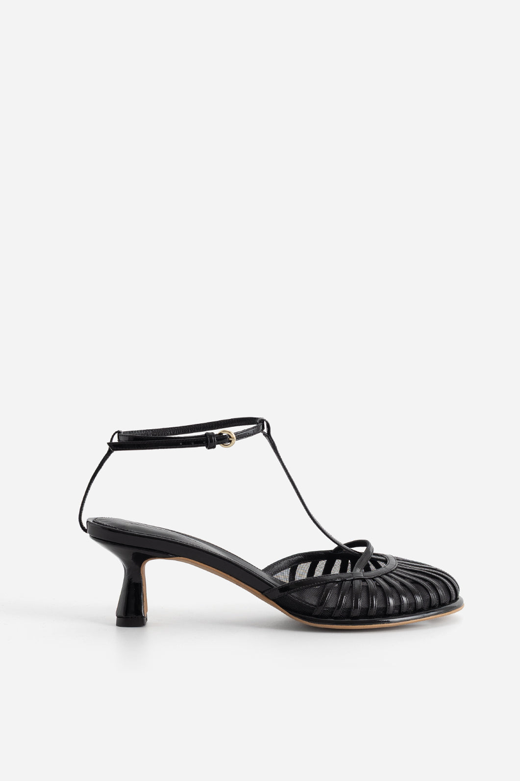 GOLDIE BLACK PATENT LEATHER SANDALS /5 CM/ KACHOROVSKA