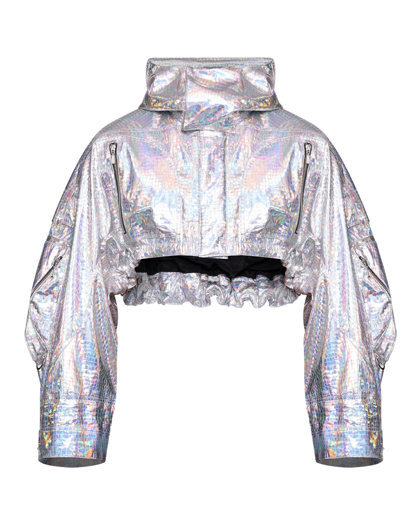 HOLOGRAPHIC CROPPED PARACHUTE JACKET THEO