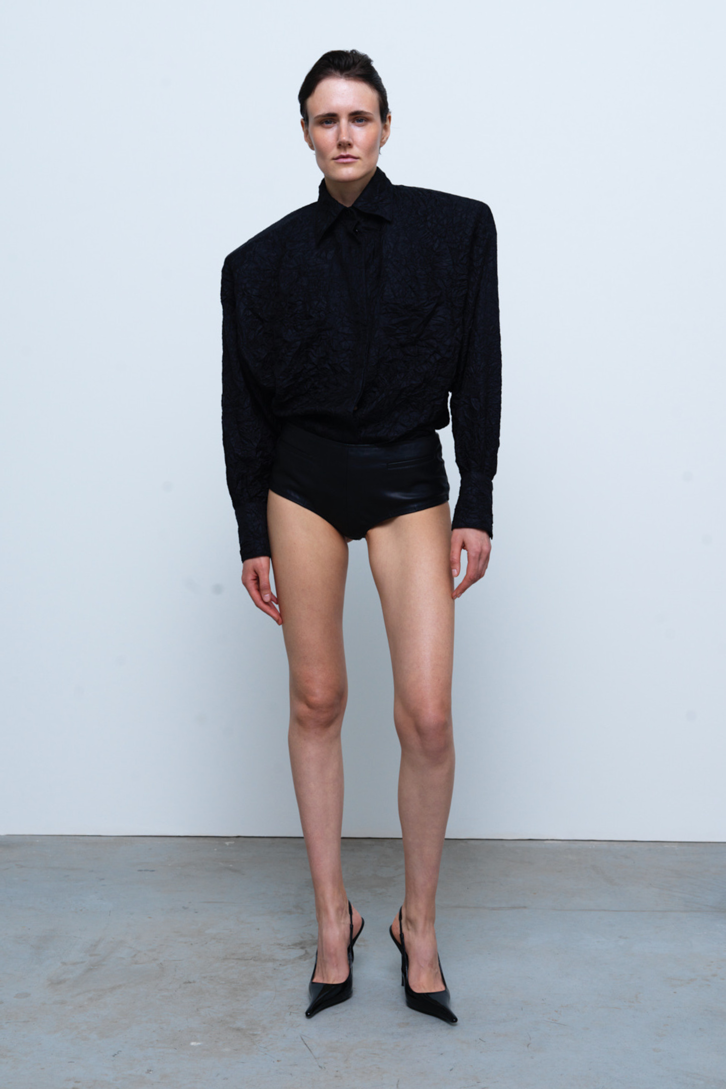 TROUSERS #06 — Faux Leather Micro Shorts GUDU