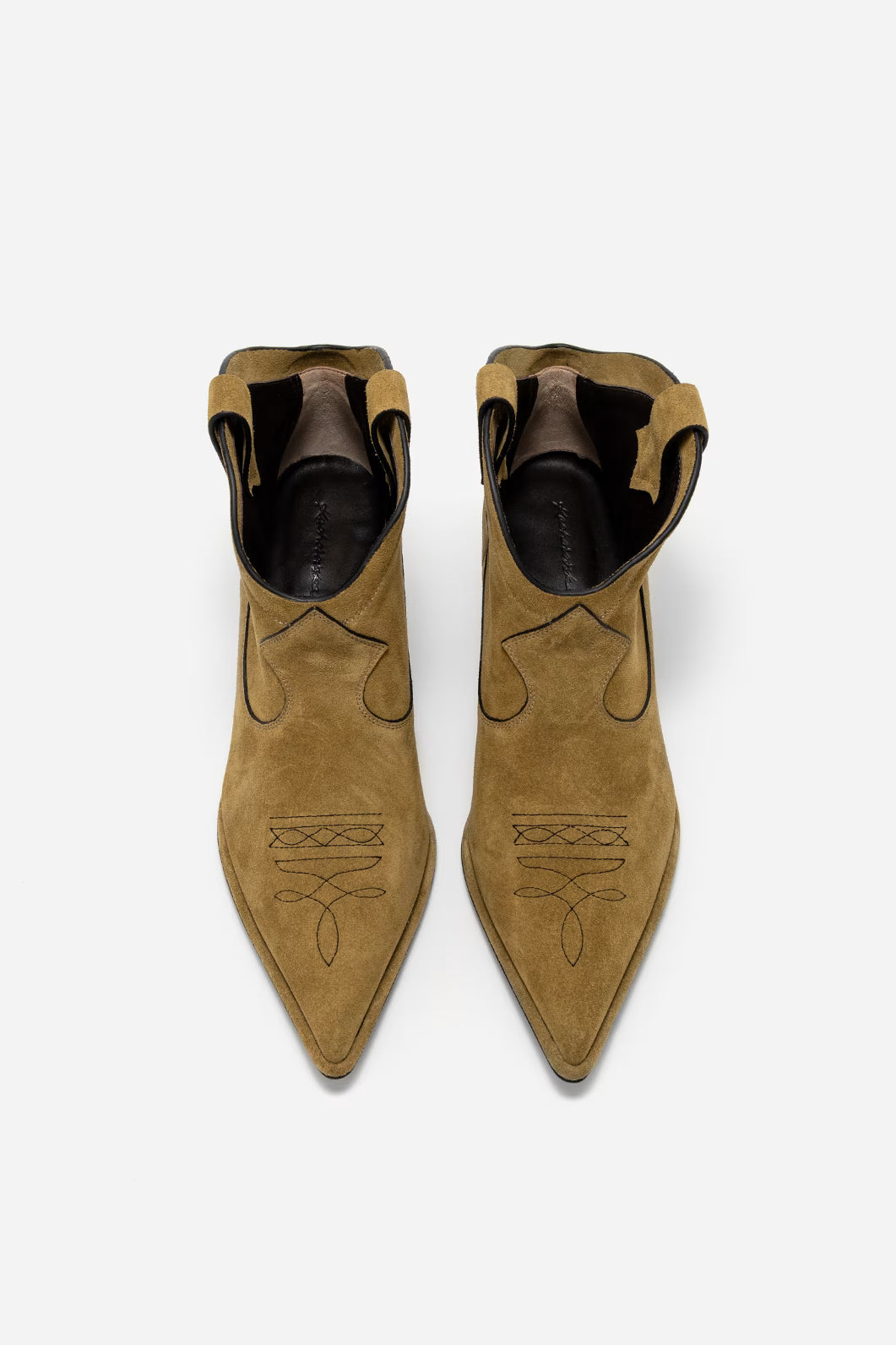 CHERILYN OLIVE SUEDE COWBOY BOOTS KACHOROVSKA