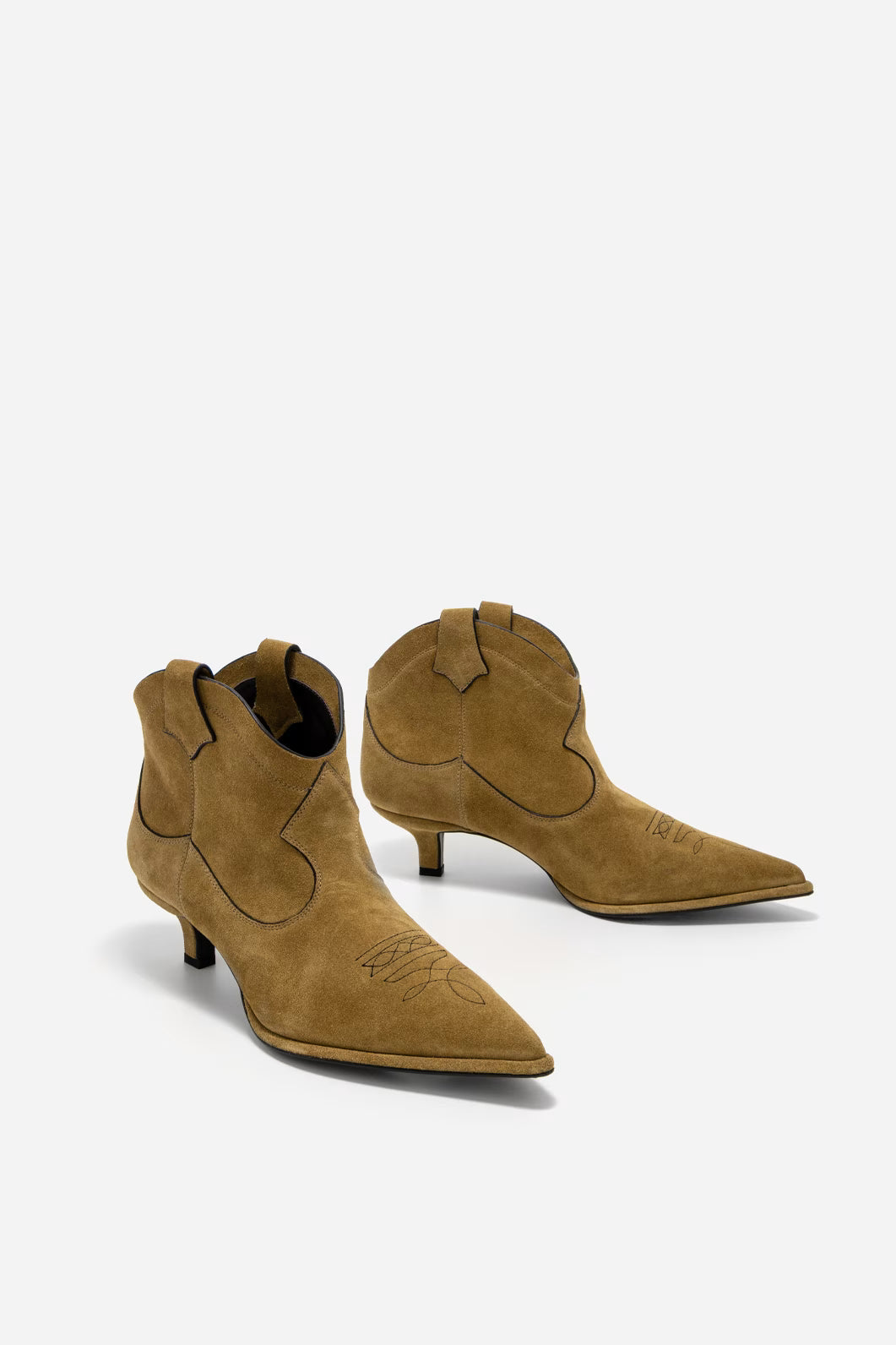 CHERILYN OLIVE SUEDE COWBOY BOOTS KACHOROVSKA