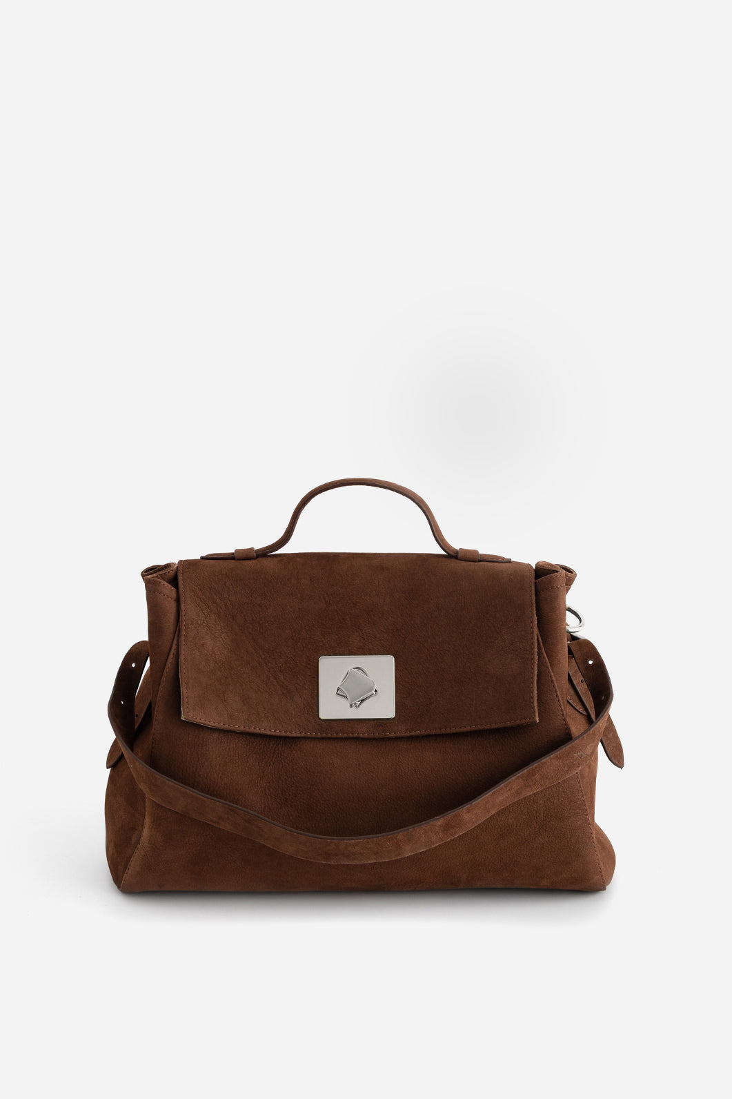 ERNESTINA 33 BROWN NUBUCK BAG /SILVER/ KACHOROVSKA