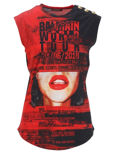 World Tour Graphic Sleeveless Top BALMAIN (Pre-Owned)