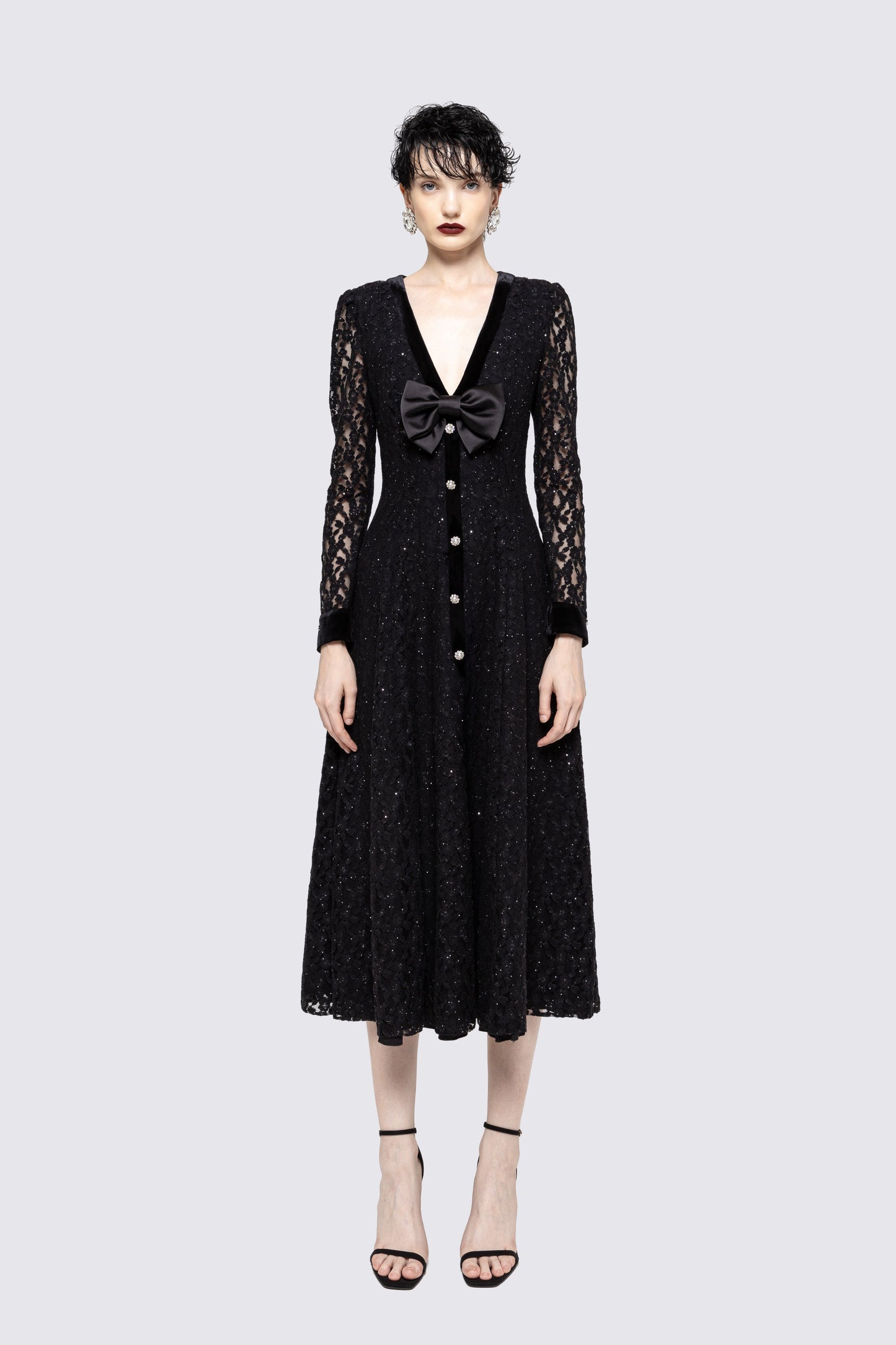 Crystal-embellished lace midi dress NISSA