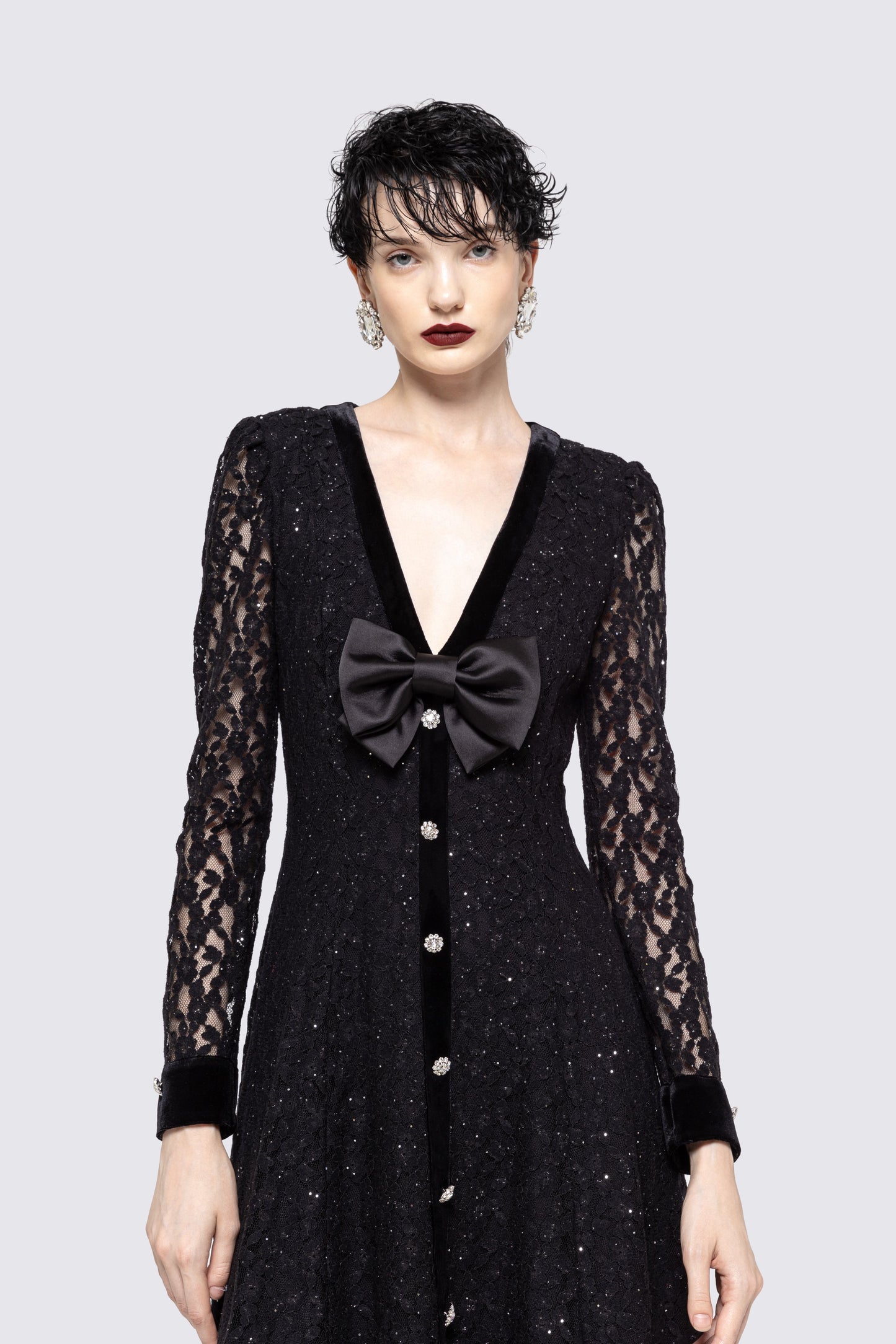 Crystal-embellished lace midi dress NISSA