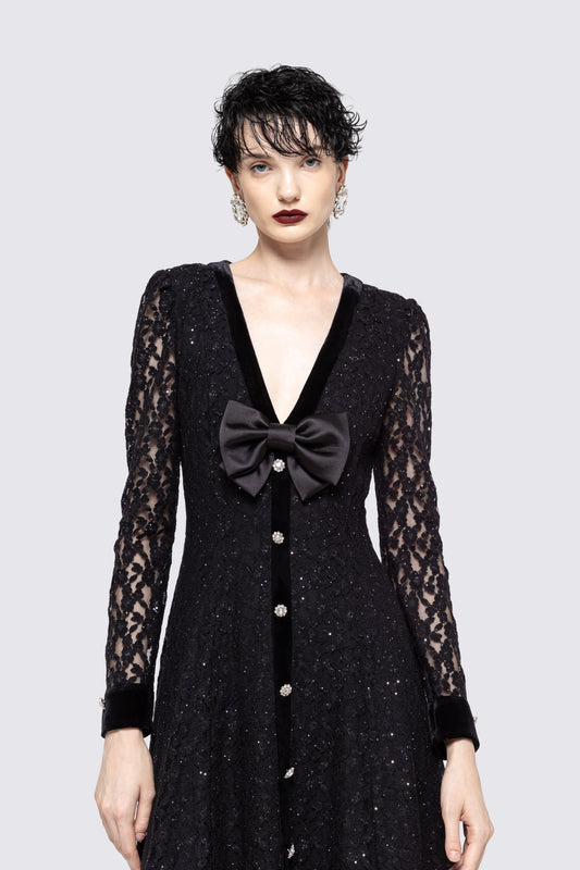 Crystal-embellished lace midi dress NISSA