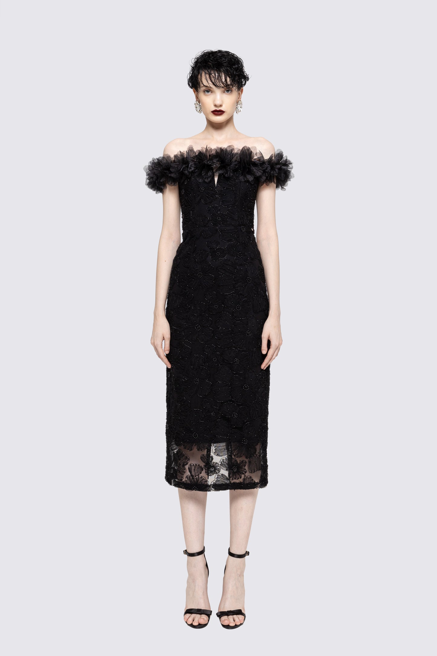 Floral-detail lace midi dress NISSA