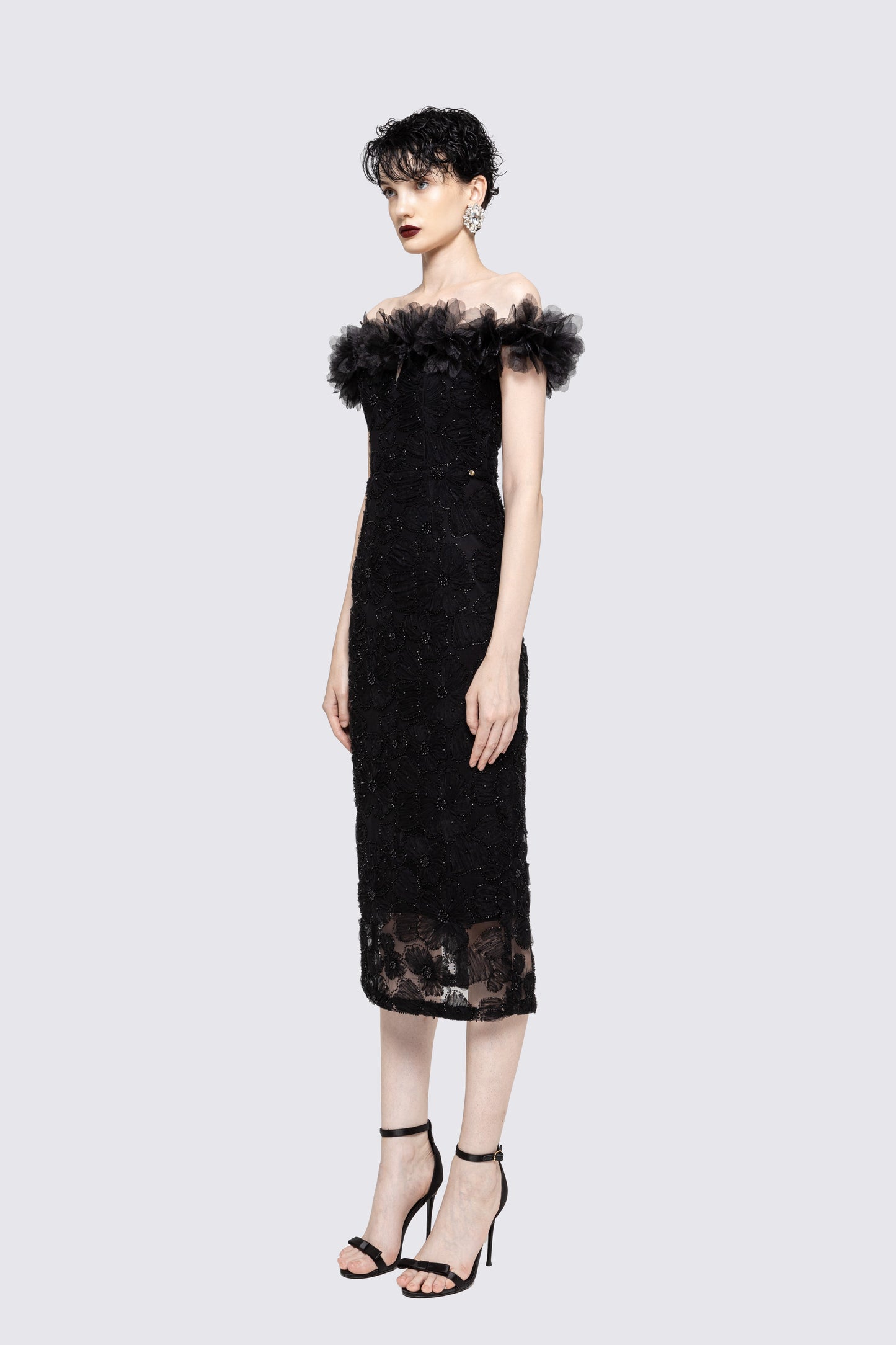 Floral-detail lace midi dress NISSA