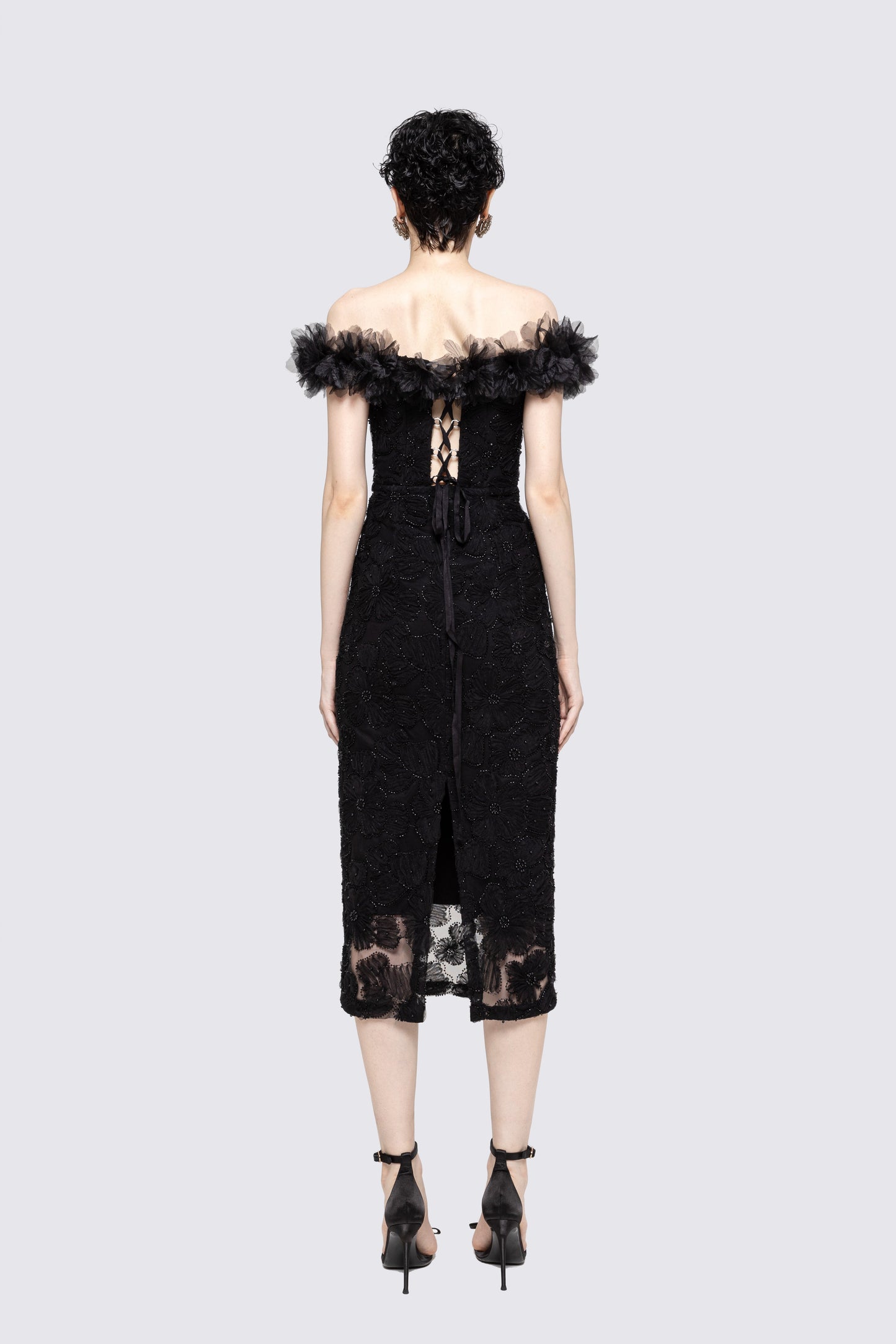 Floral-detail lace midi dress NISSA
