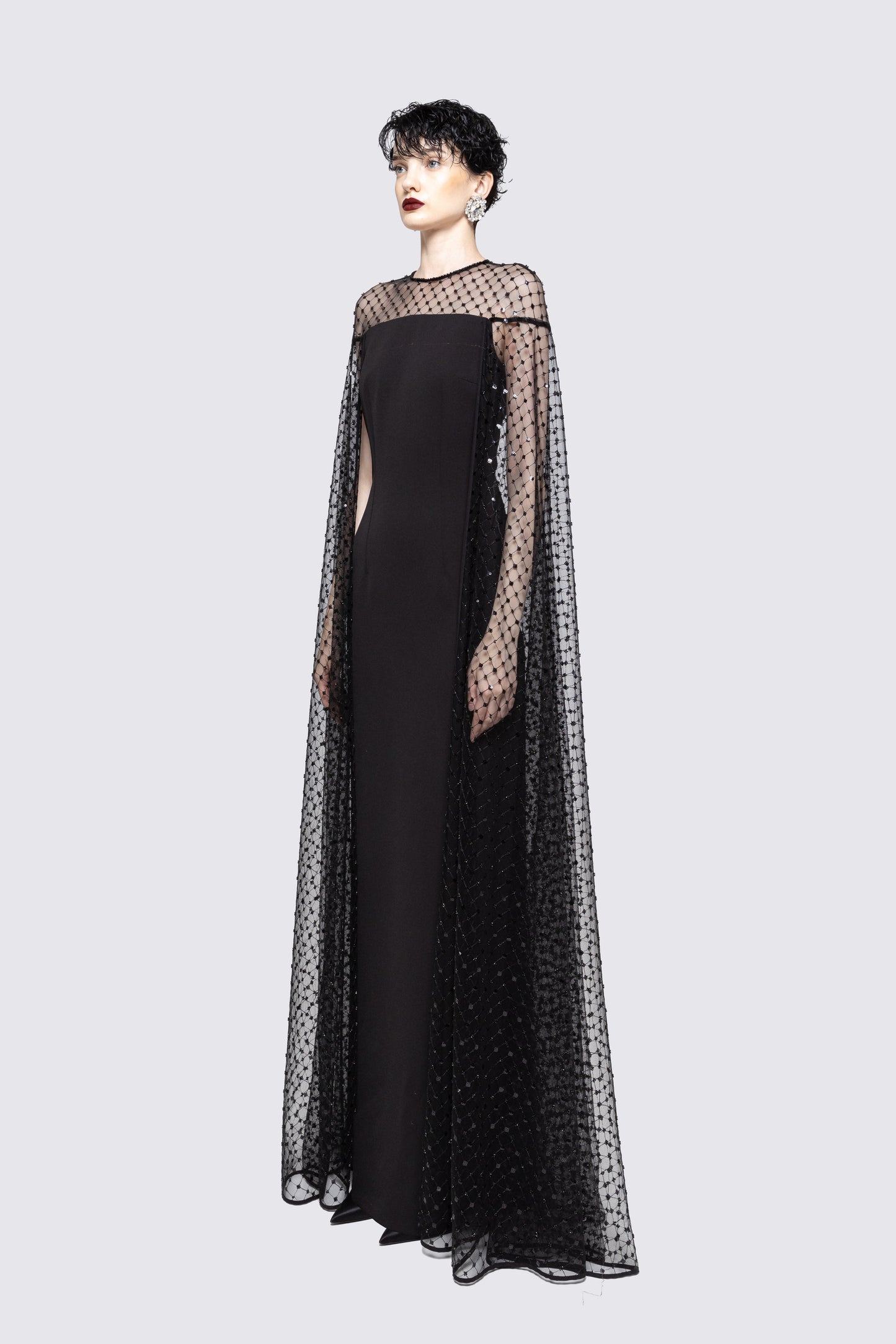 Sequined cape maxi dress NISSA