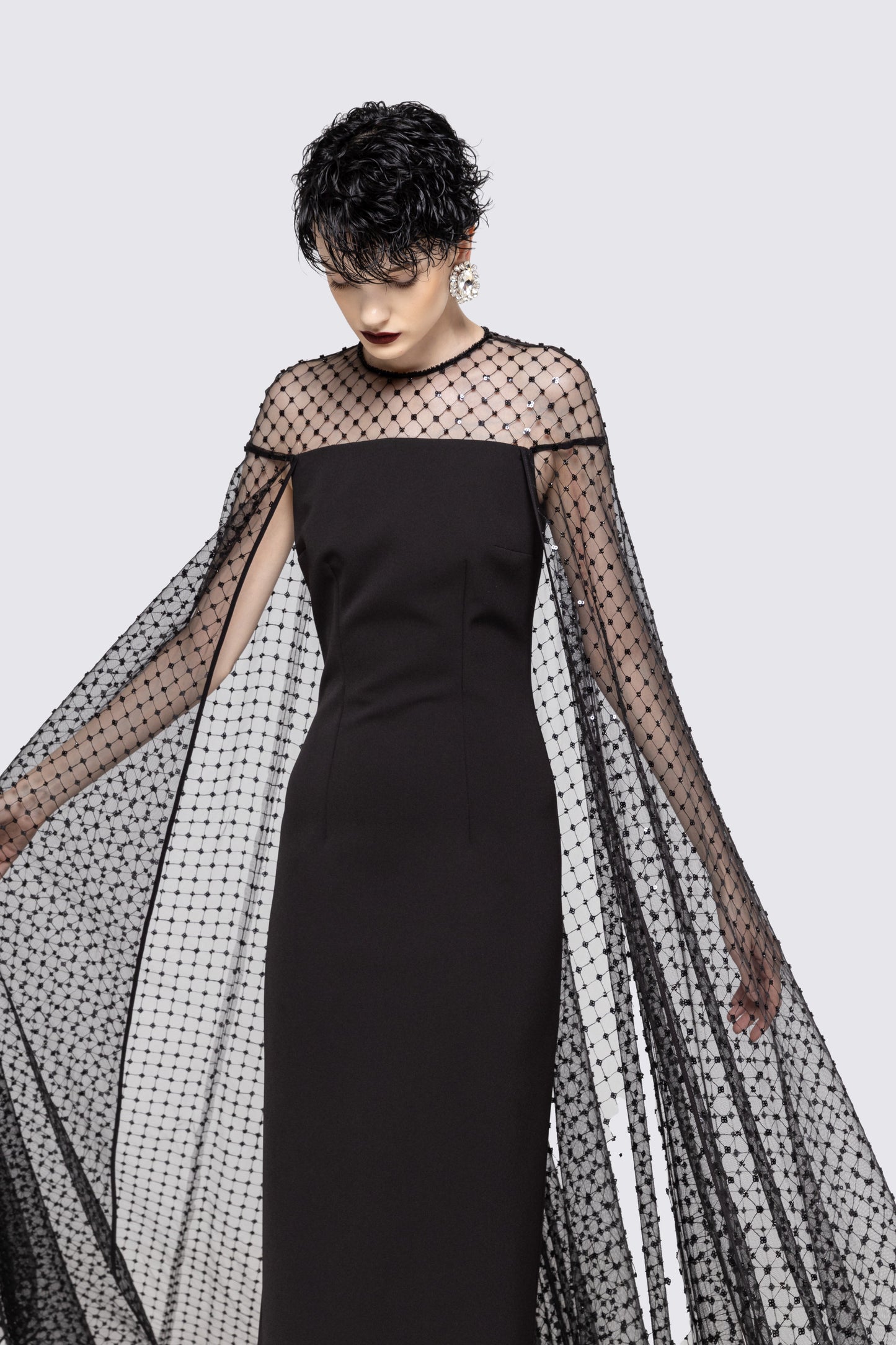 Sequined cape maxi dress NISSA