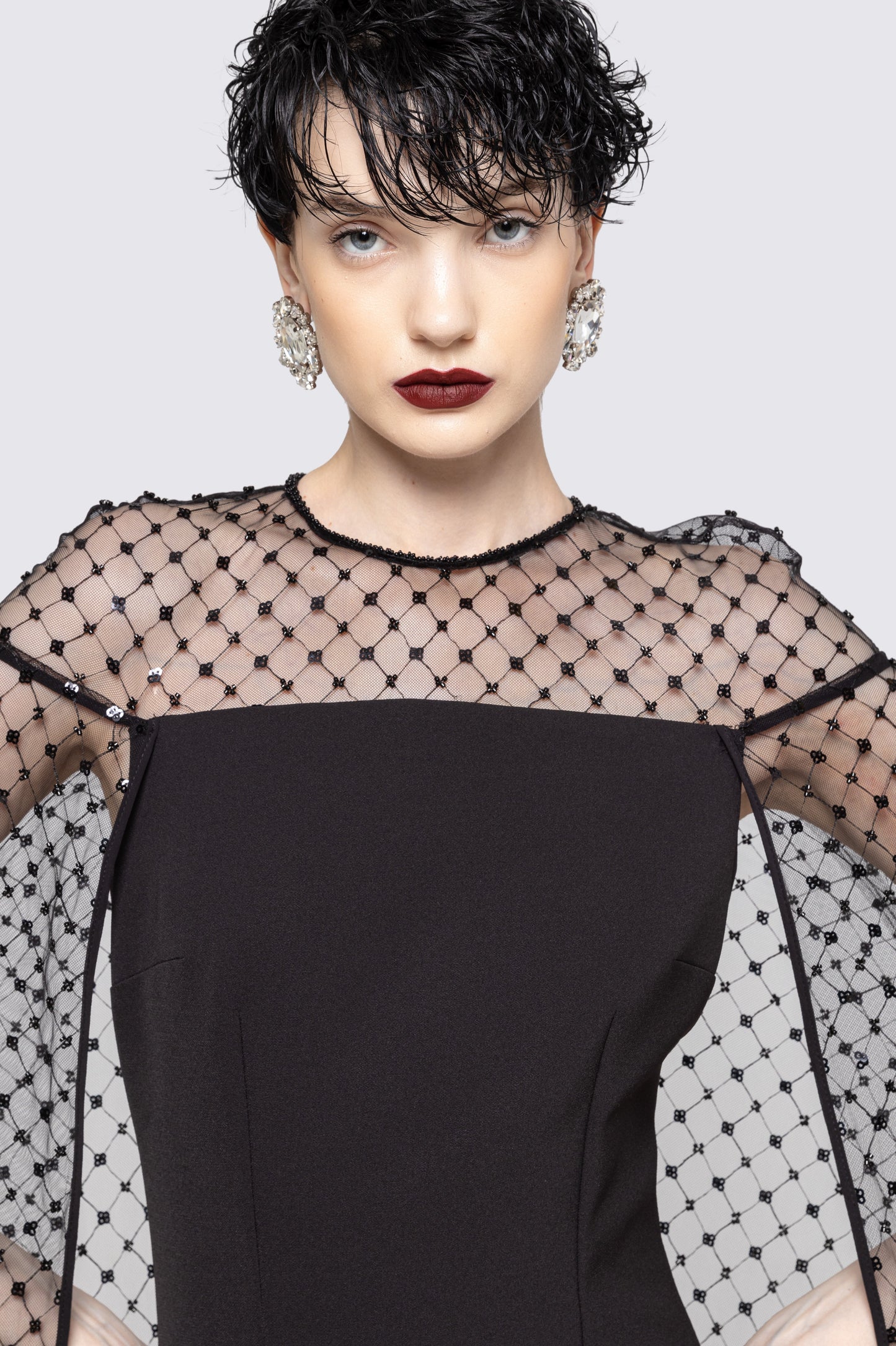 Sequined cape maxi dress NISSA