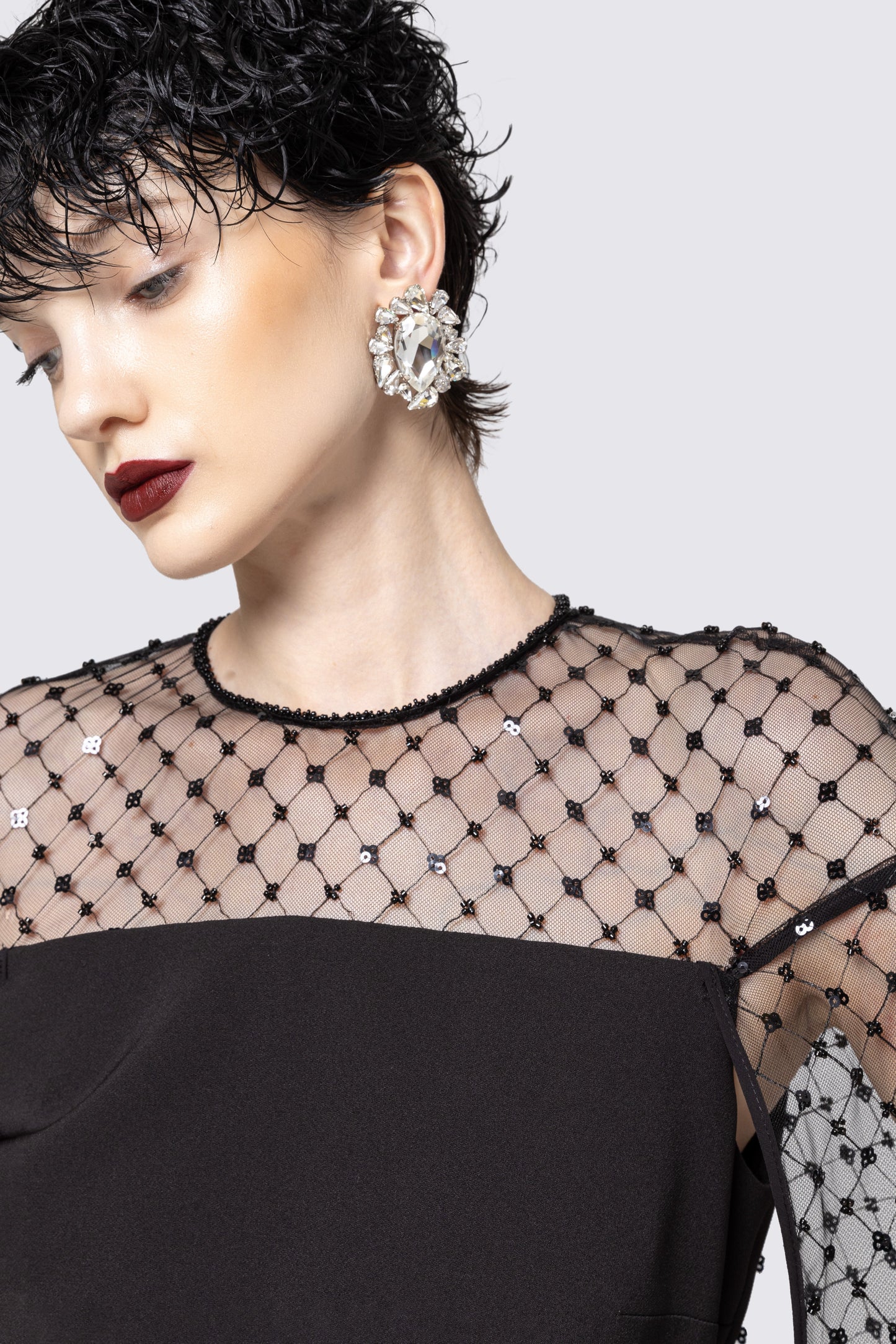 Sequined cape maxi dress NISSA