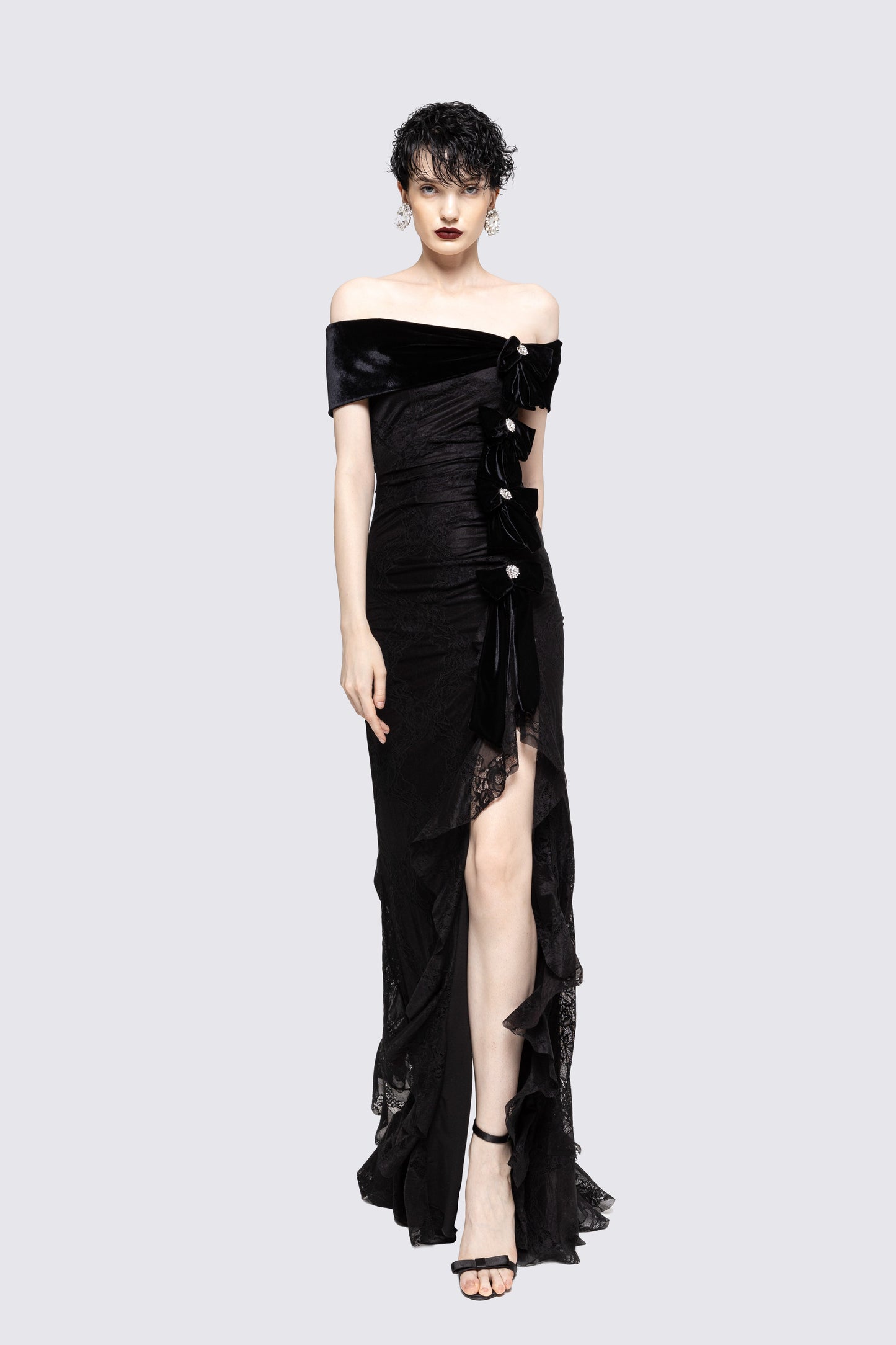 Bow-detail lace maxi dress NISSA