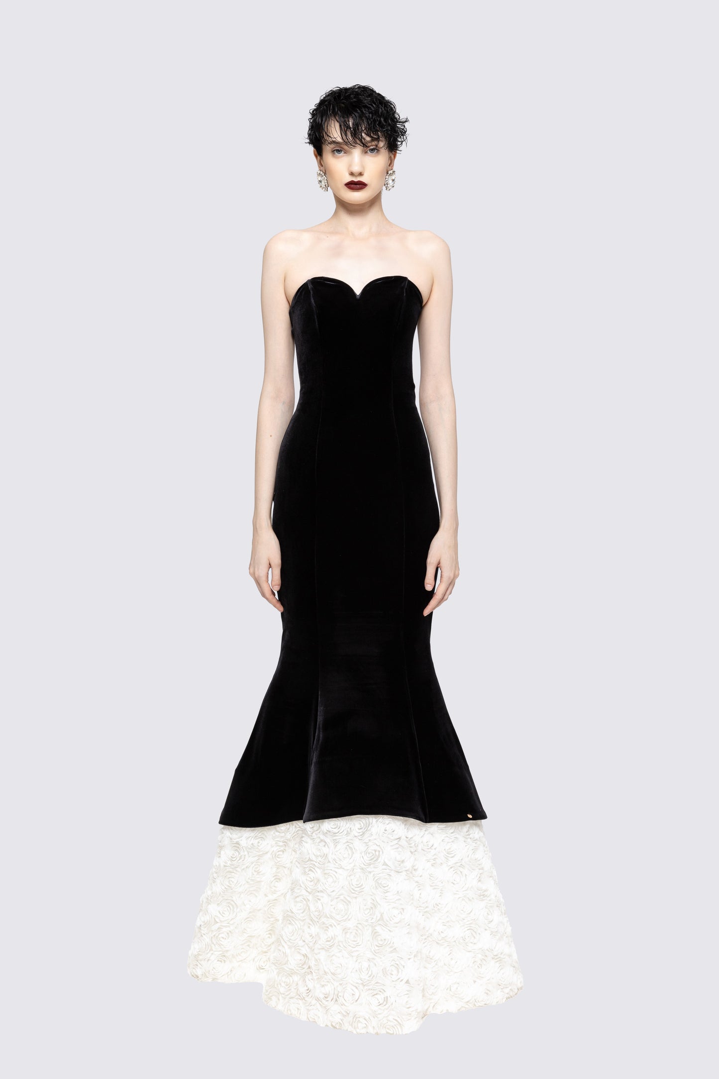 Petal-layerd velvet maxi dress NISSA