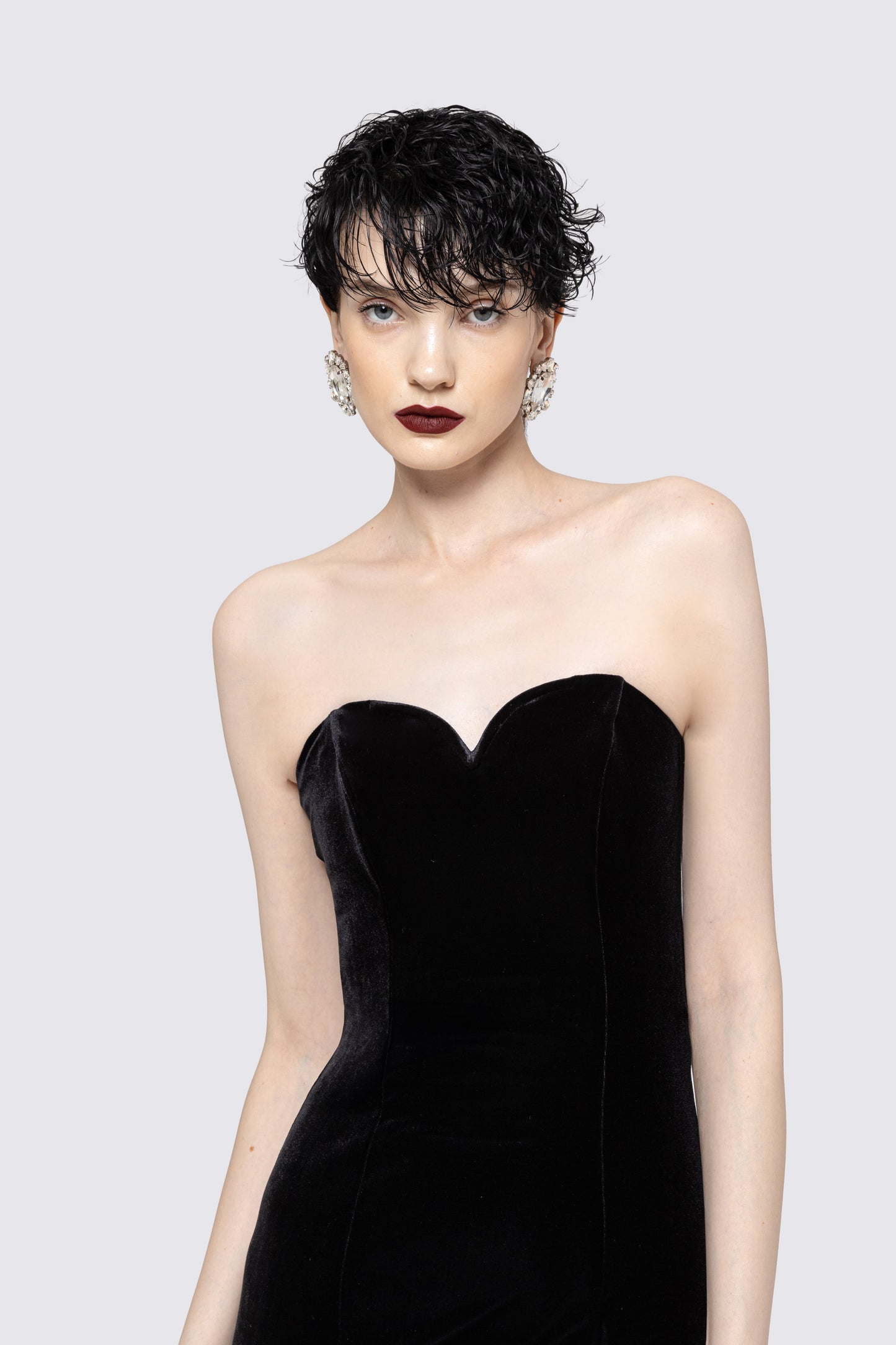 Petal-layerd velvet maxi dress NISSA