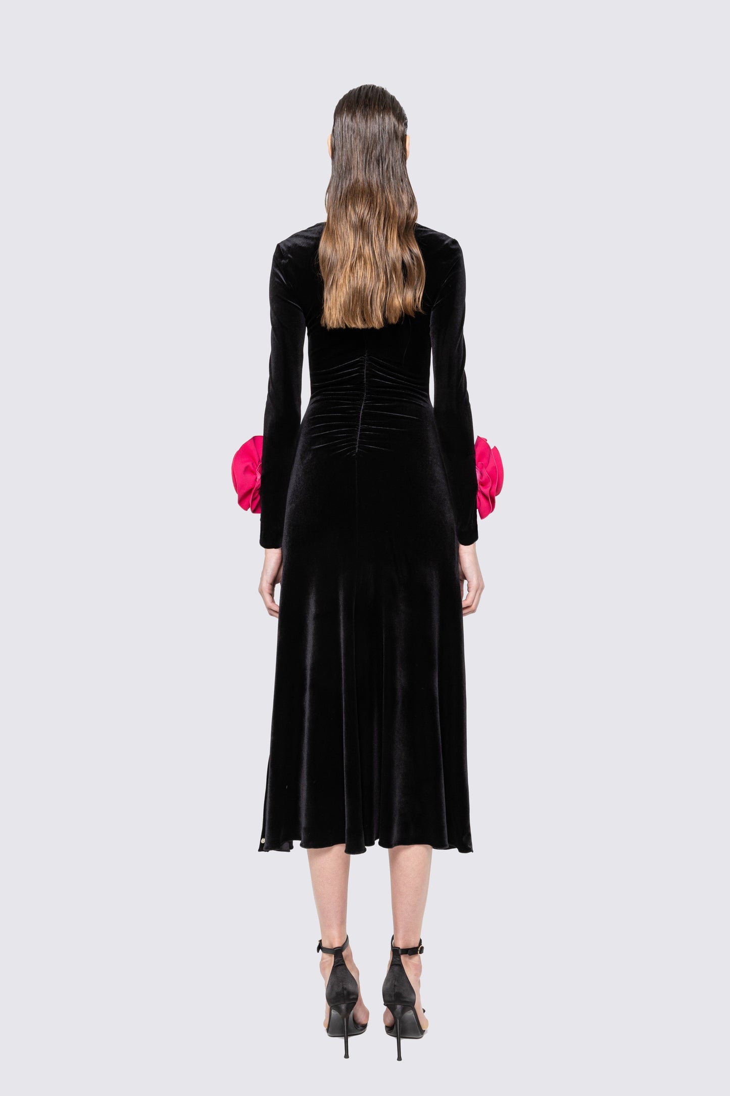 Floral-detail velvet midi dress NISSA