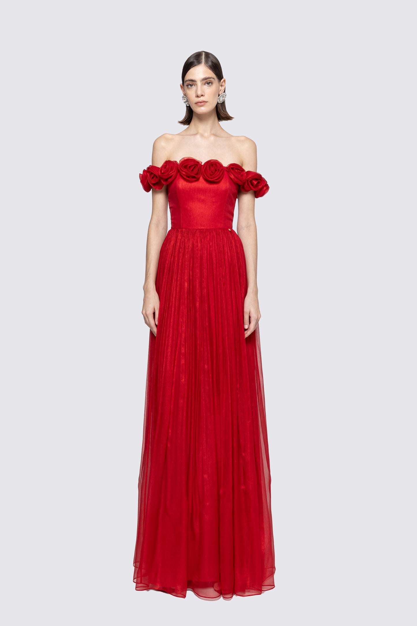 Floral-appliqué silk maxi dress NISSA
