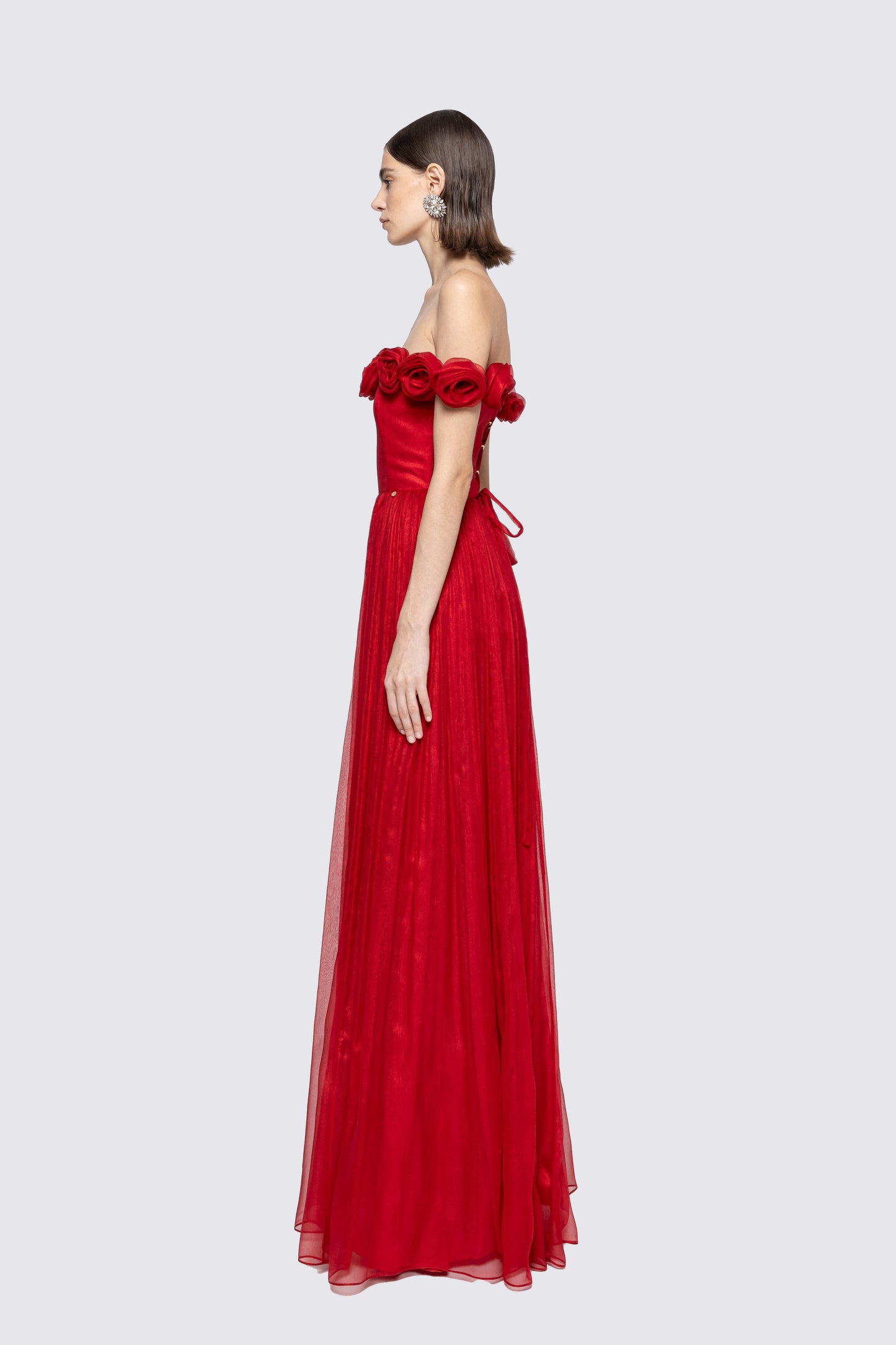 Floral-appliqué silk maxi dress NISSA