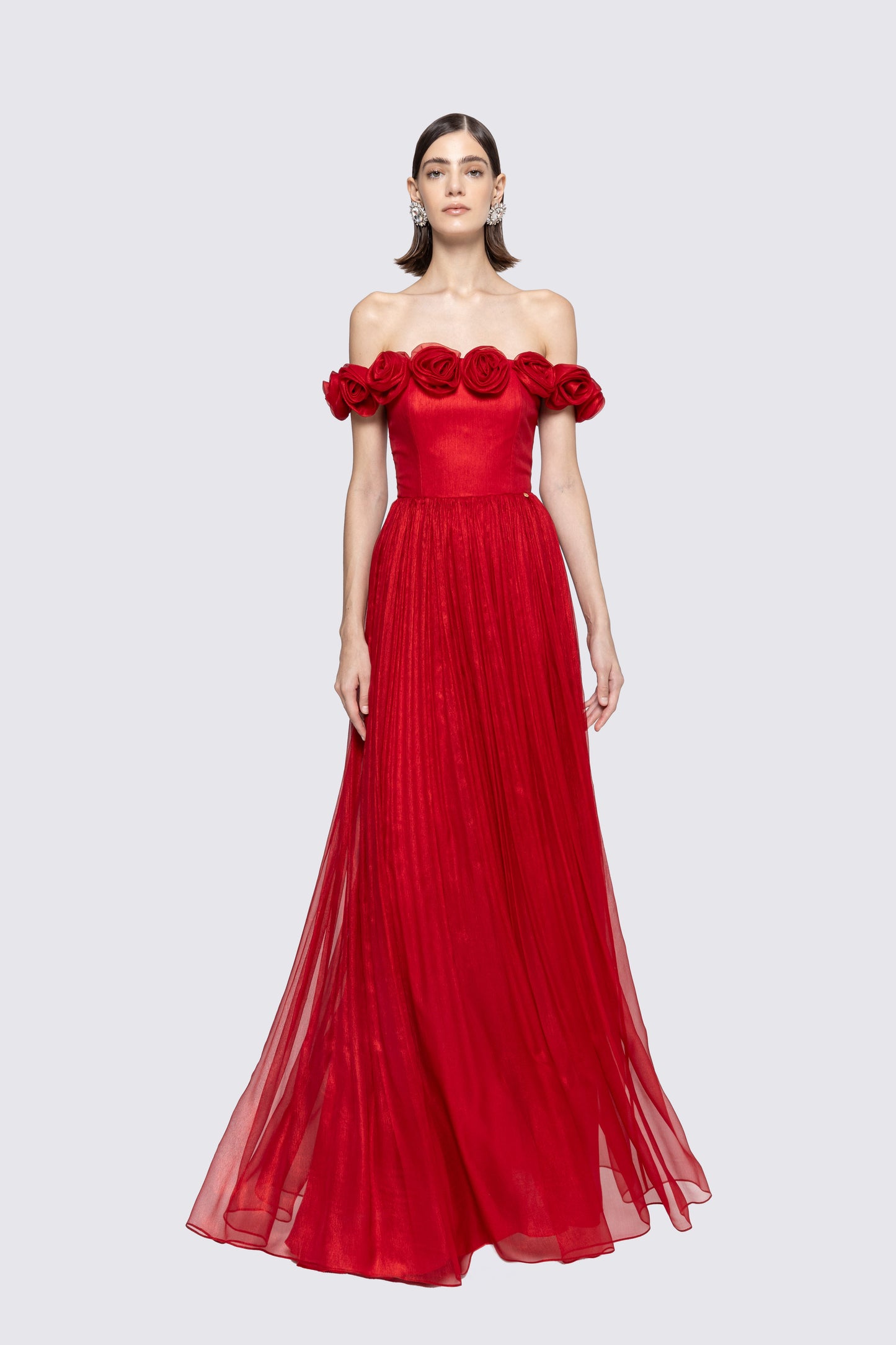 Floral-appliqué silk maxi dress NISSA